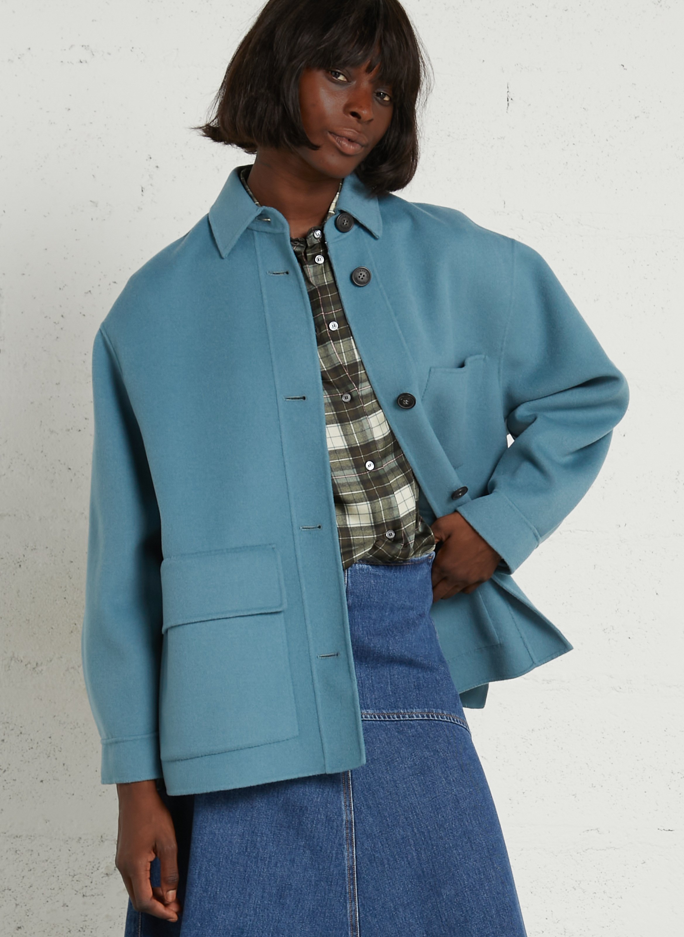 Jacke aus Wollmix mit klassischem Kragen MAX MARA WEEK END Blau