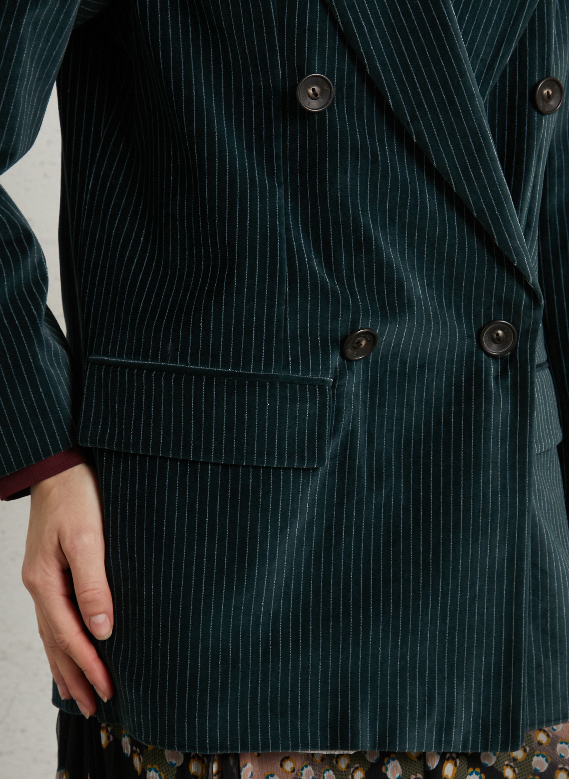 Striped cotton-blend straight-cut jacket with tailored collar DIEGA Black