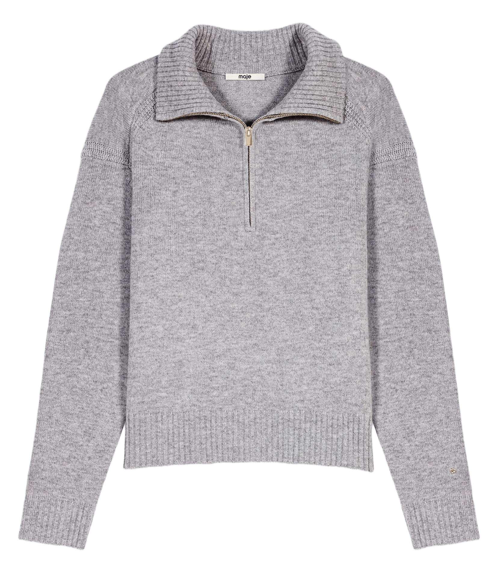 Straight-fit trucker-collar sweater in a wool blend MAJE Grey