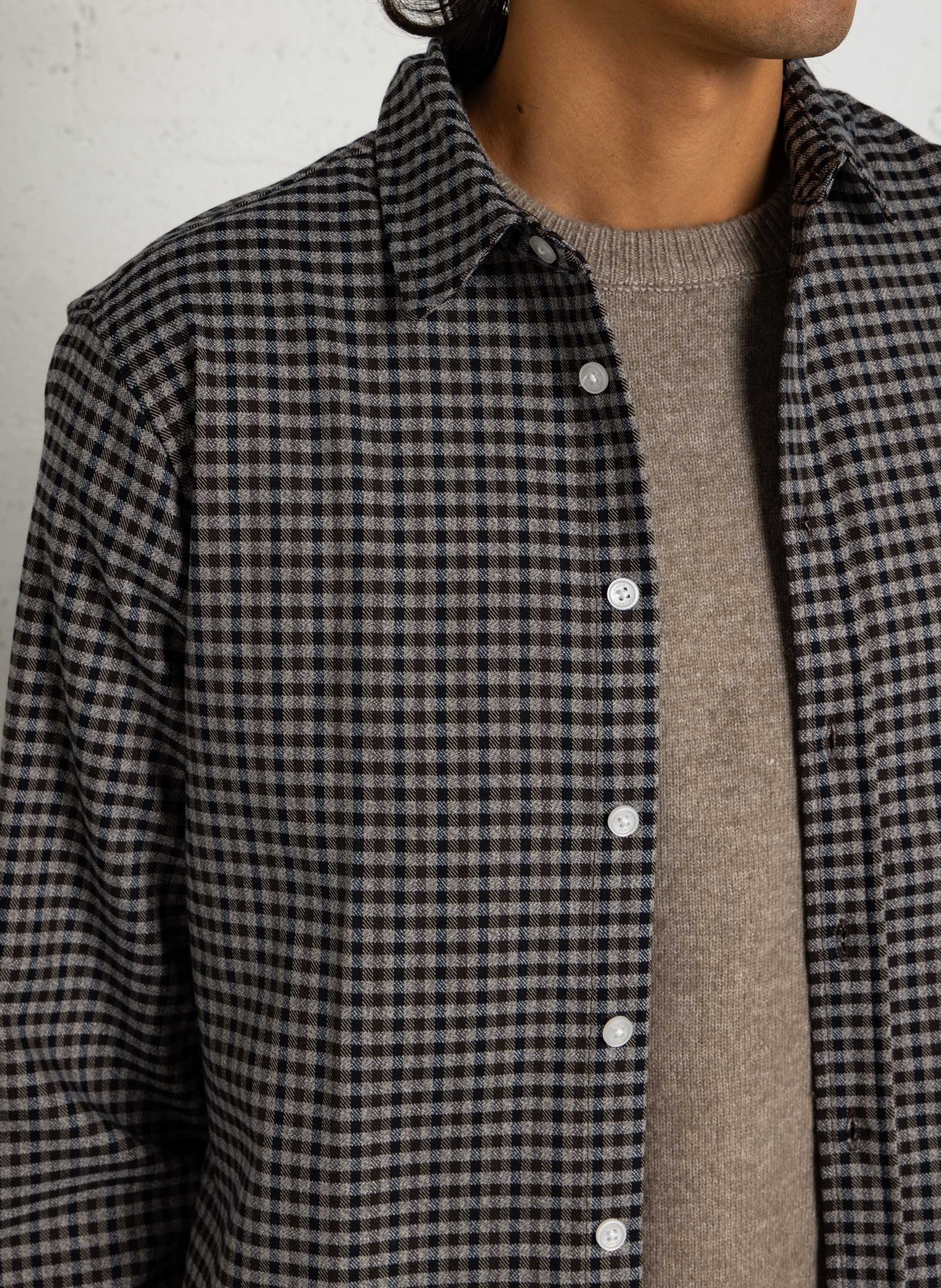 Checked shirt with tailored collar CASUAL FRIDAY Beige