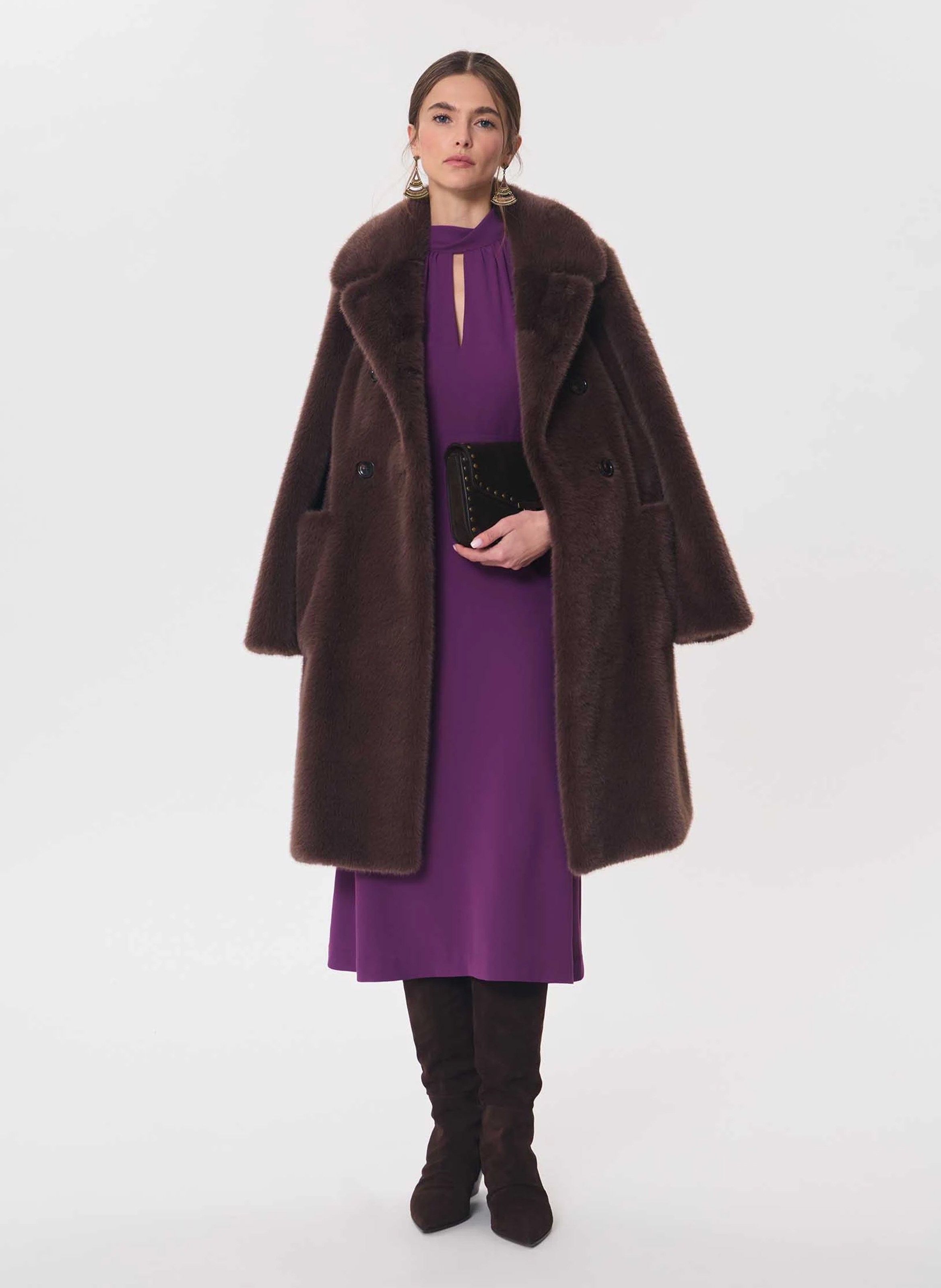 Plain loose-fitting long-sleeved dress | Purple TARA JARMON Women