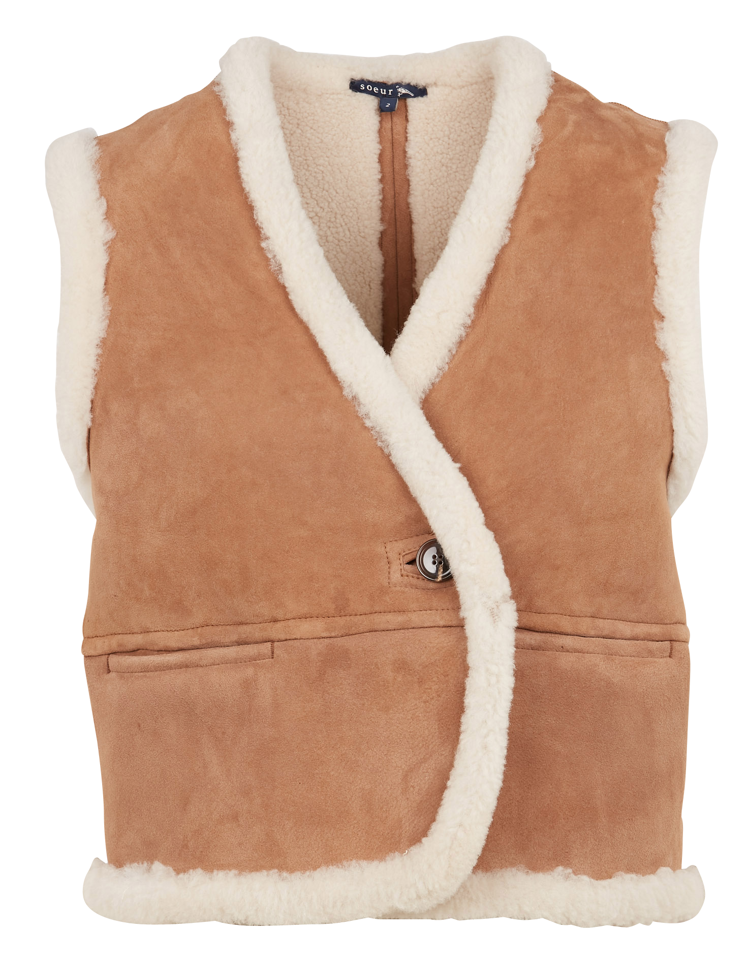 Sleeveless sheepskin jacket SOEUR Beige