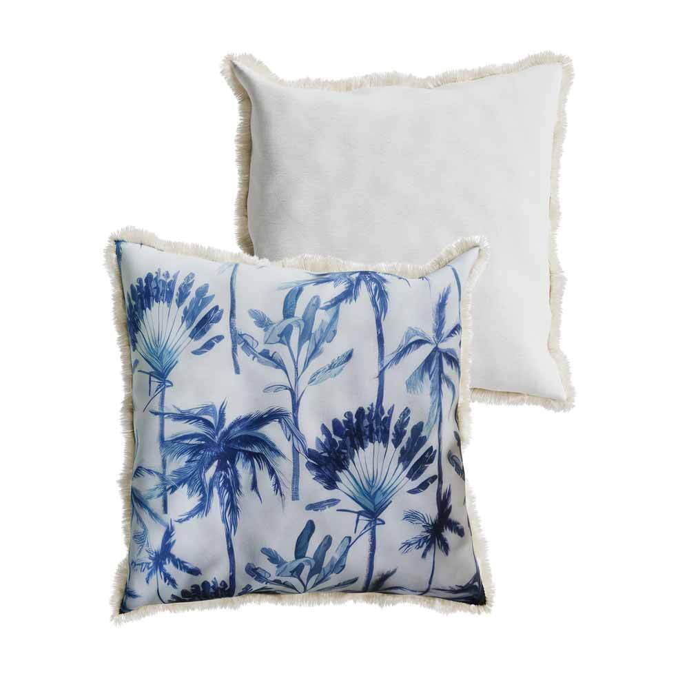 Square blue tropical foliage cushion POTIRON PARIS Multicolored
