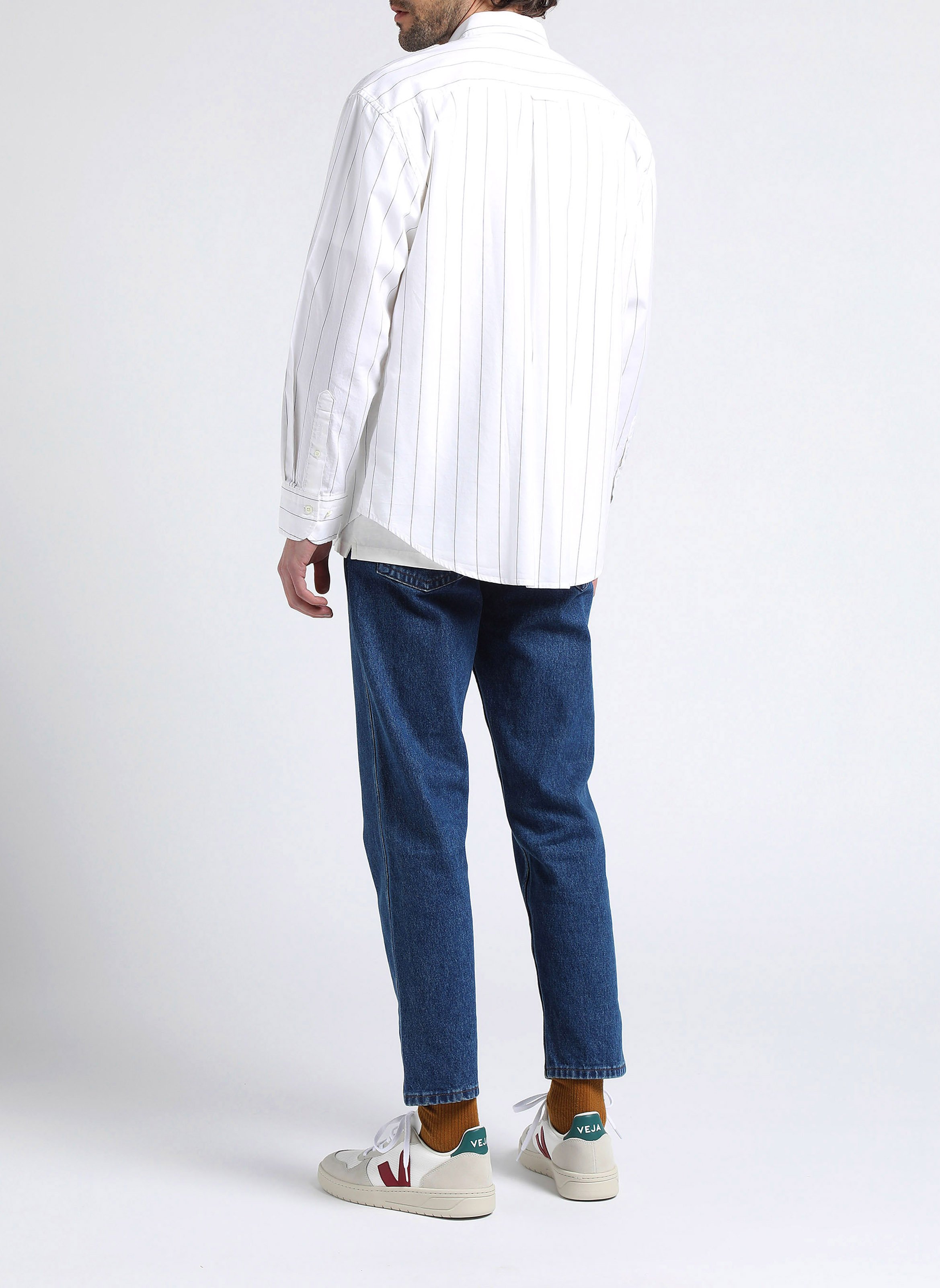 Regular-fit striped cotton shirt with button-down collar GANT Beige