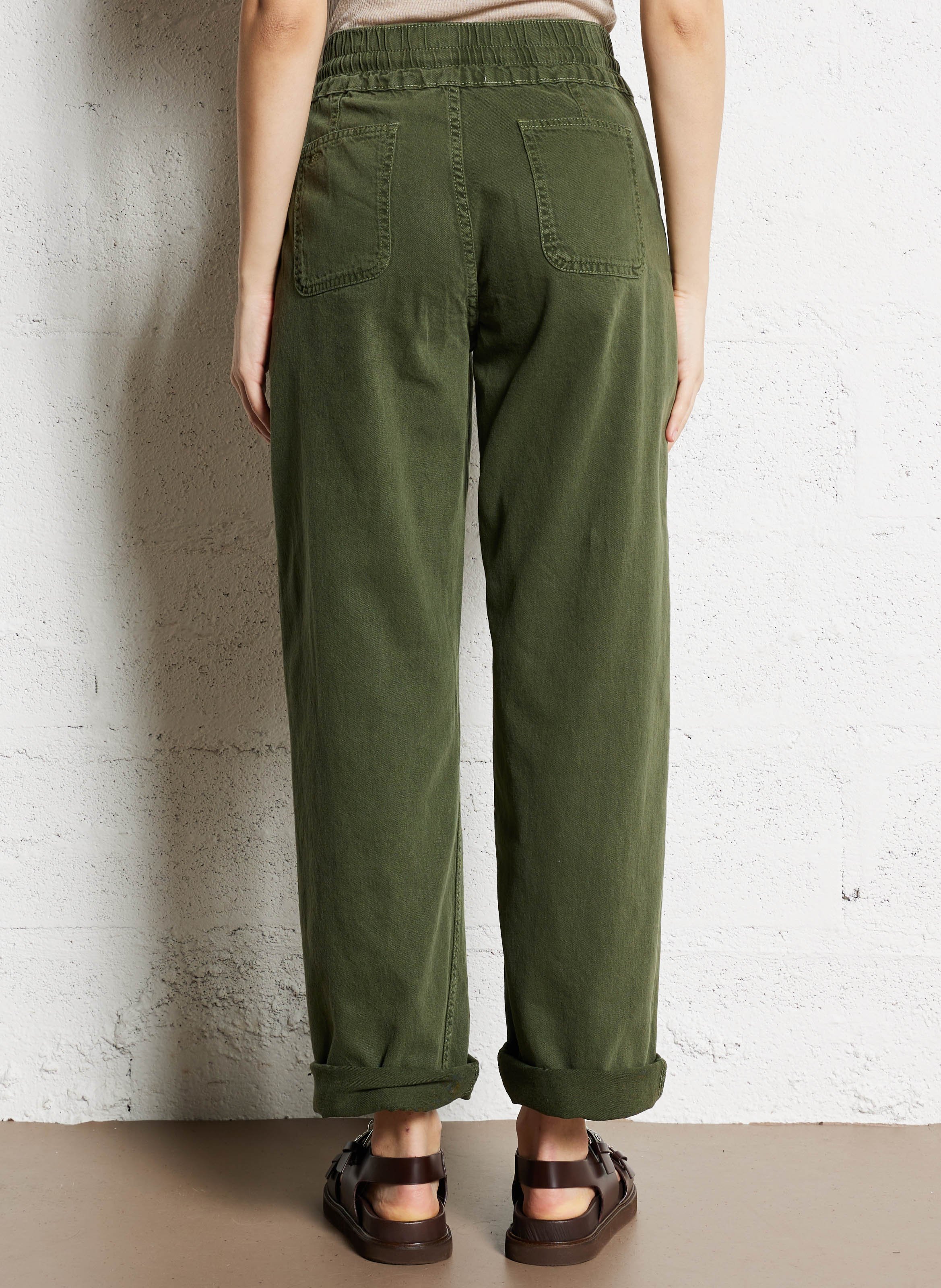 Pantalon droit en coton mélangé BA&SH Kaki