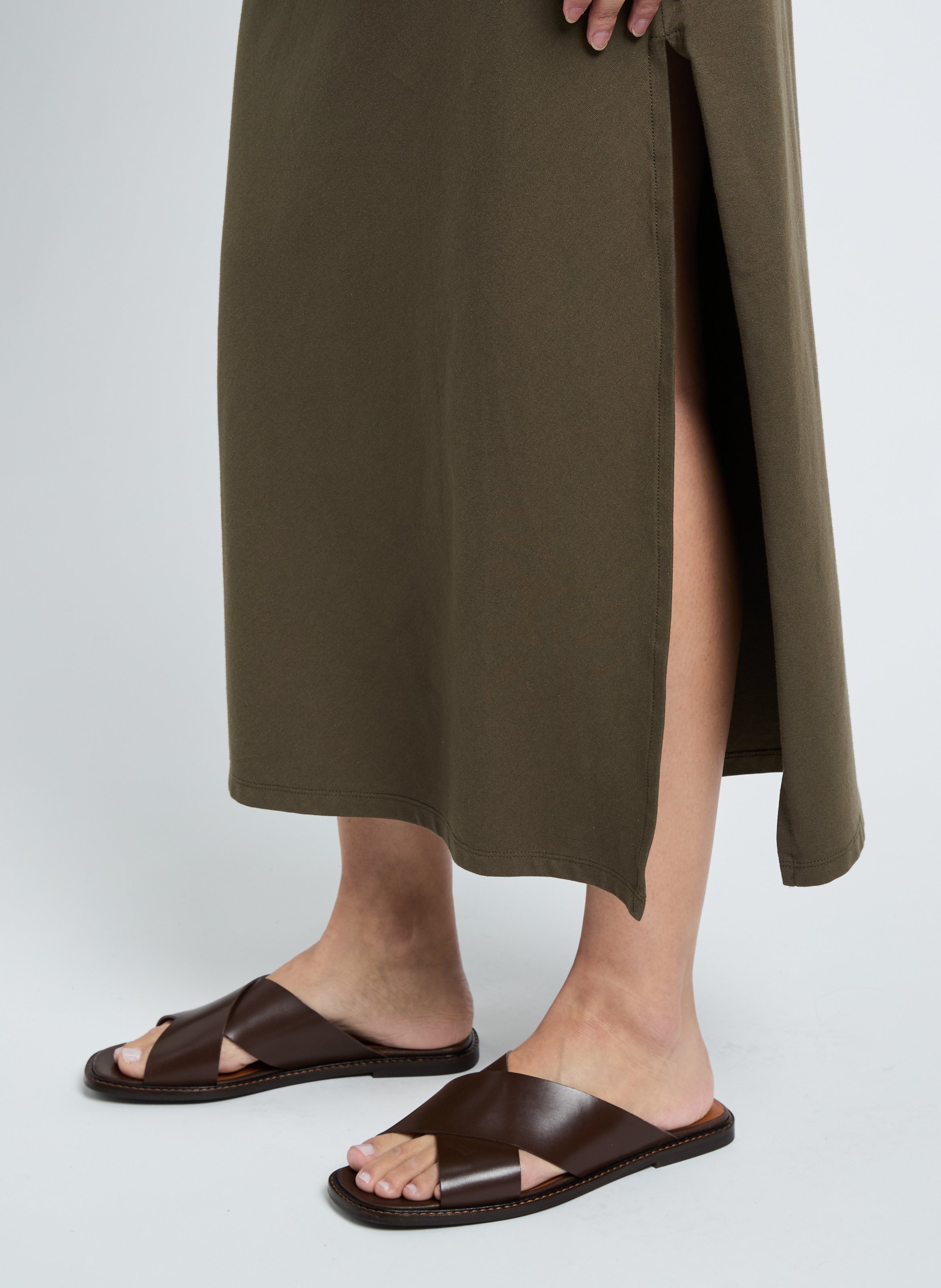 Lange jurk met ronde hals | Beige SAISON 1865 Women