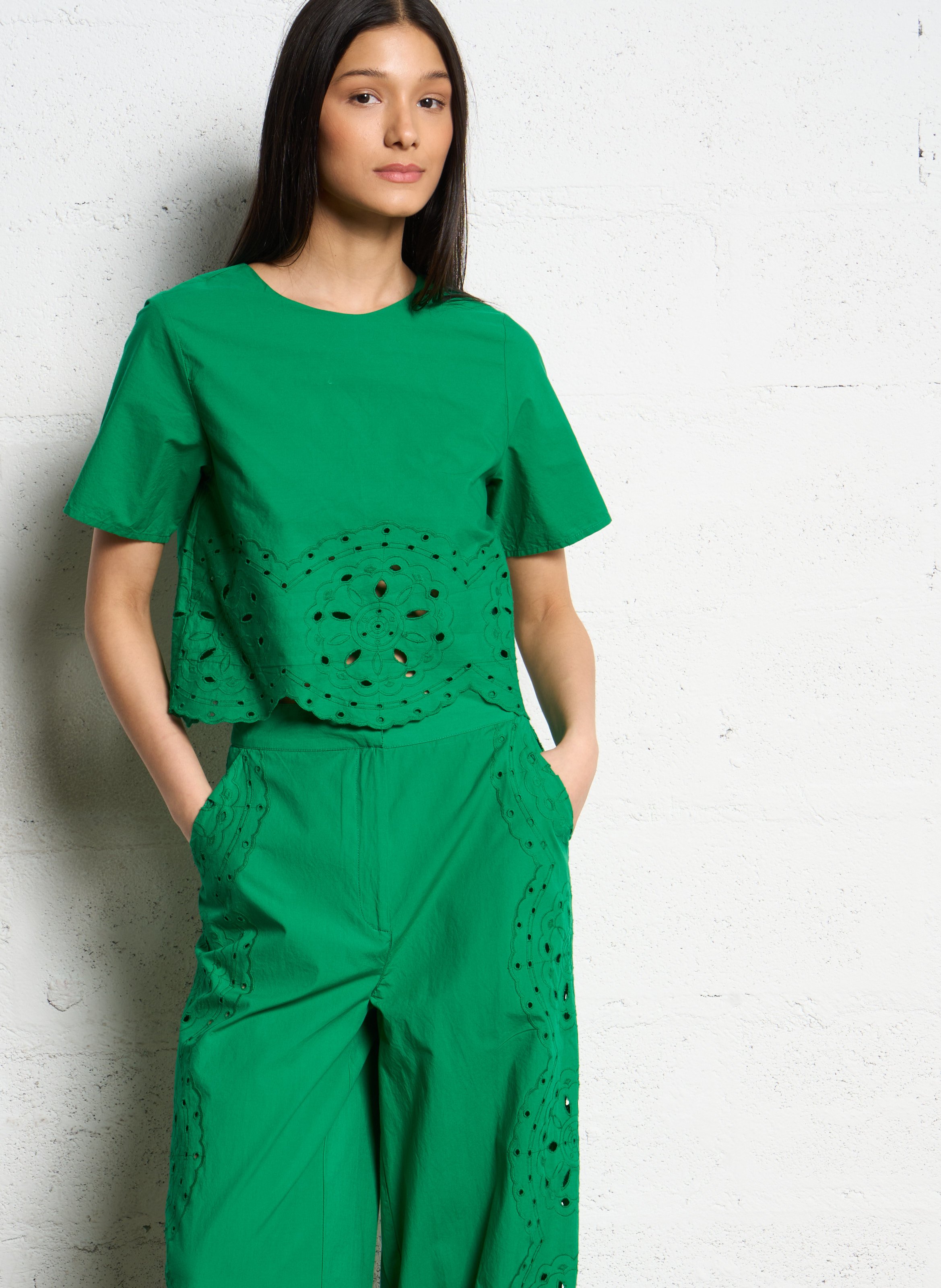 Wide cotton trousers  LA PETITE ETOILE Green