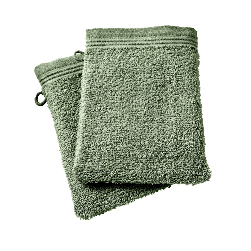 Set of 2 washcloths COTON PUR Green
