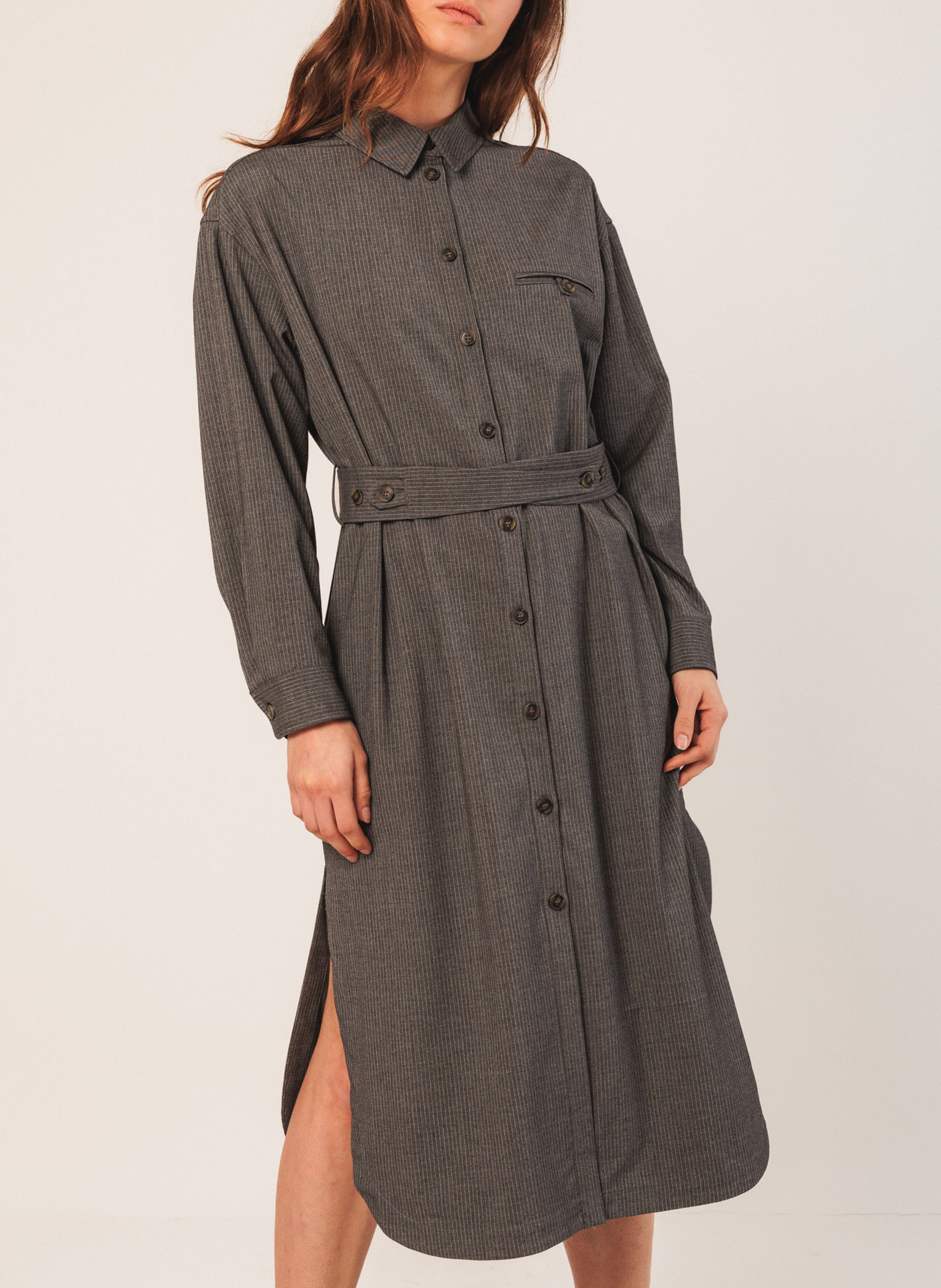 Midi dress with classic collar INDI & COLD Silver