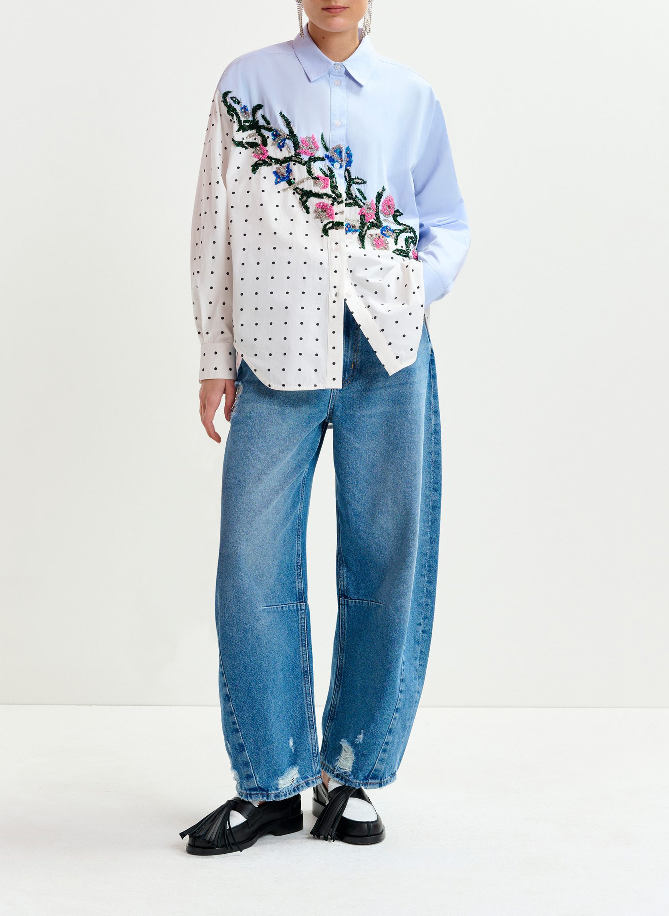 Chemise oversize fantaisie en coton ESSENTIEL ANTWERP Bleu