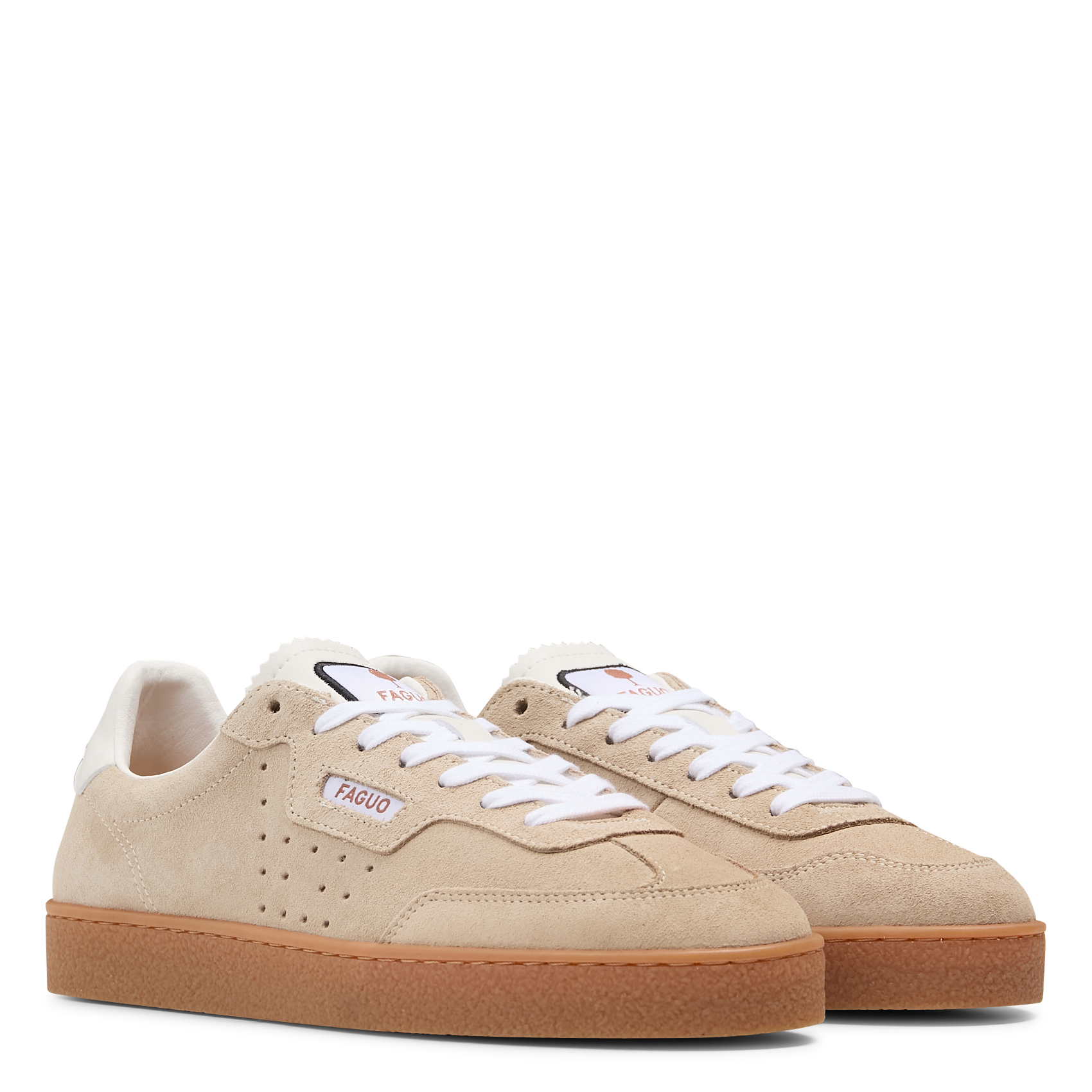 Baskets basses en cuir mélangé Beige