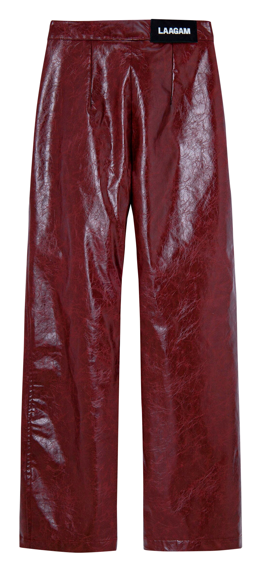 Pantalon droit effet cuir craquelé LAAGAM Rouge