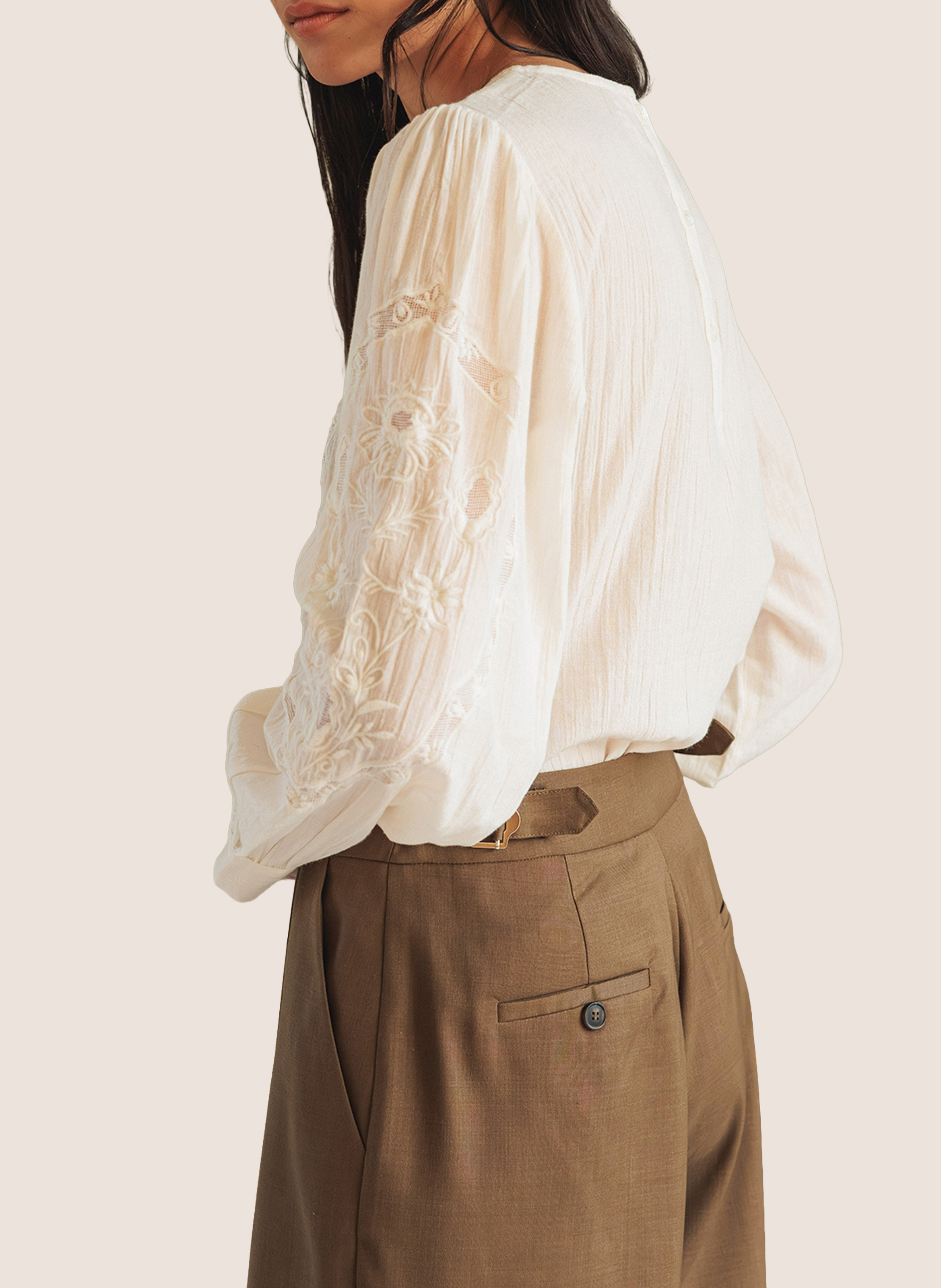 Top droit col rond en coton bio INDI & COLD Blanc