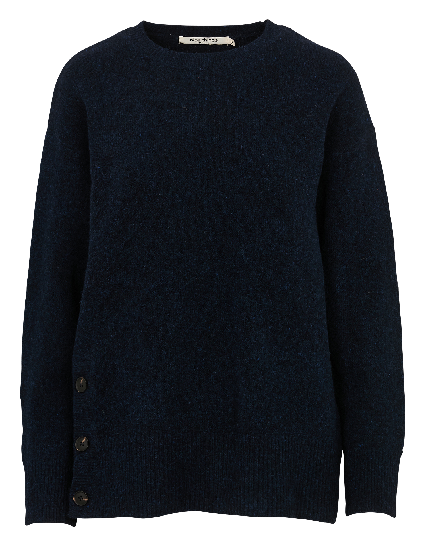 Pull ample boutonné en laine mélangée NICE THINGS Bleu