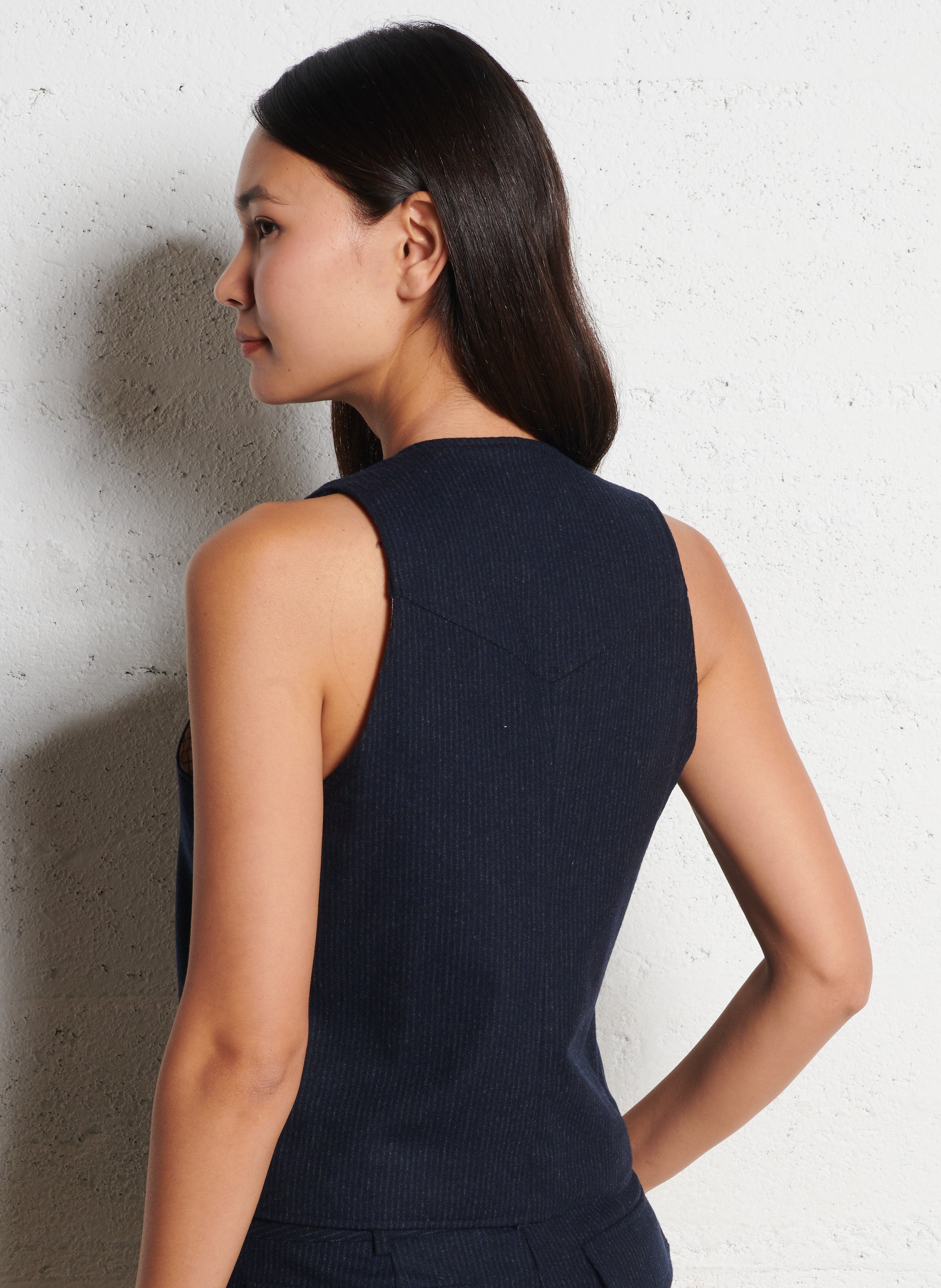 Gilet col V en laine mélangée DIEGA Bleu