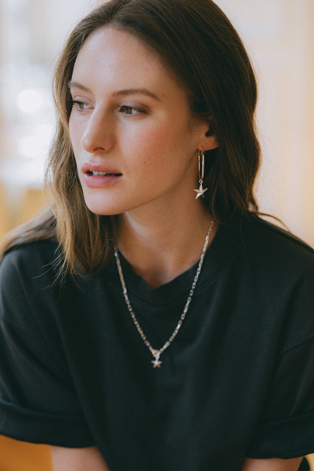 Small silver-plated star hoop earrings MONSIEUR SIMONE Silver