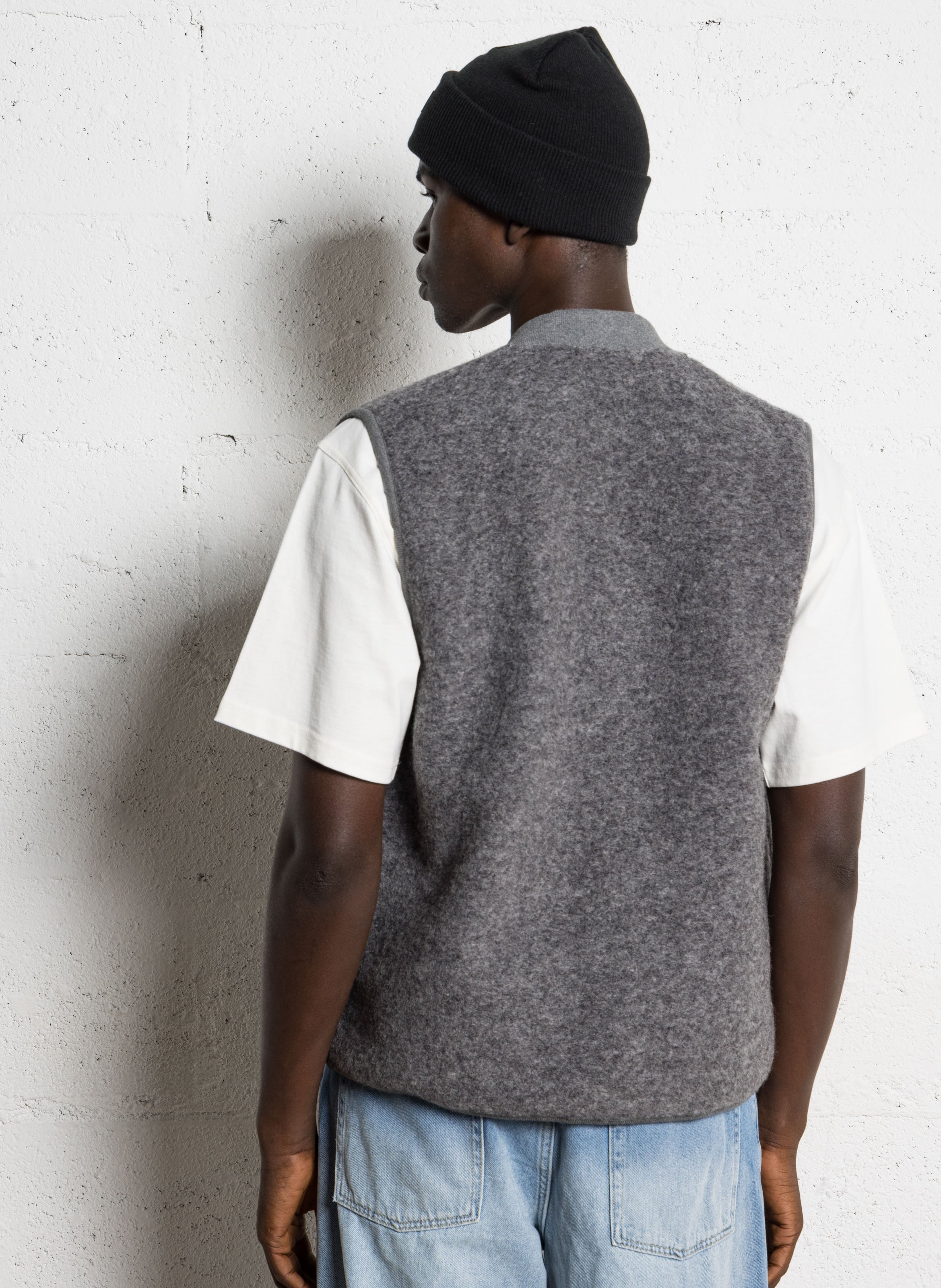 Gilet en laine mélangée col rond HARTFORD Gris