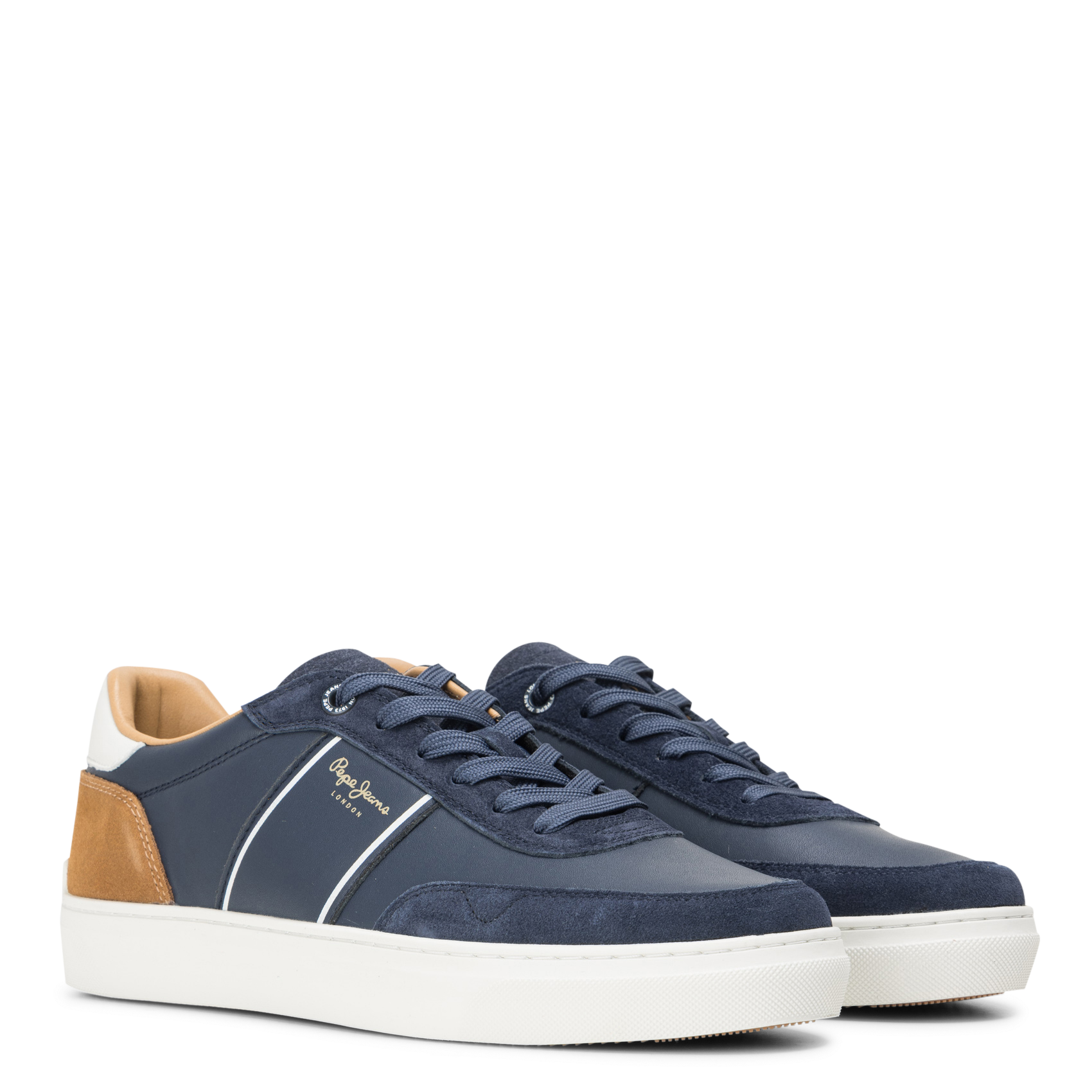 Low-top dual-material sneakers PEPE JEANS Blue