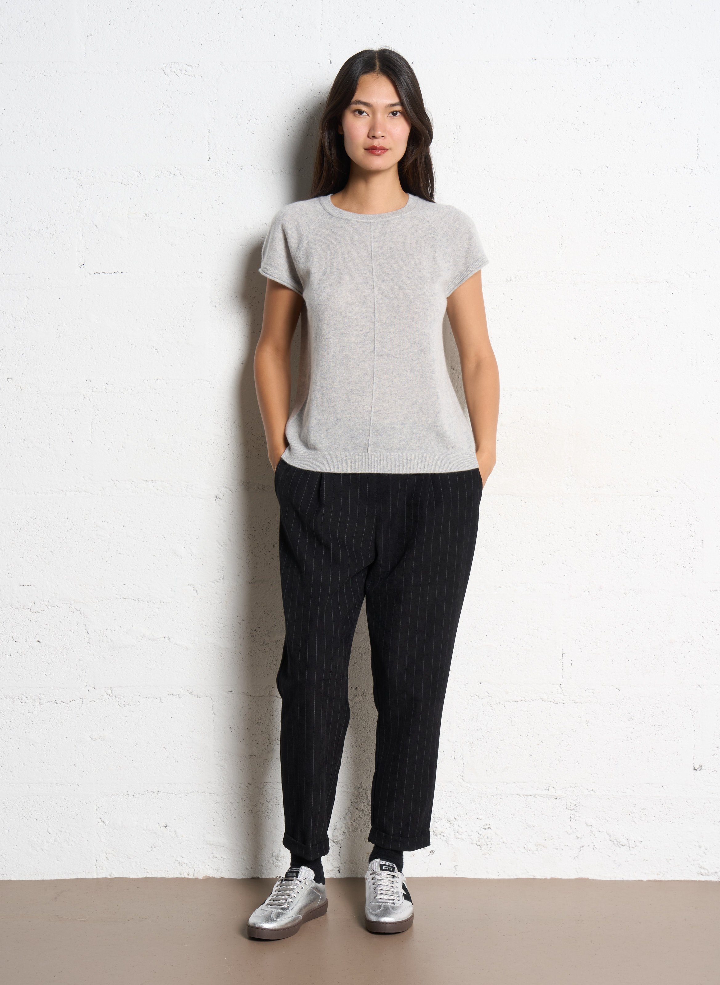 Pantaloln droit en velours PLEASE Noir