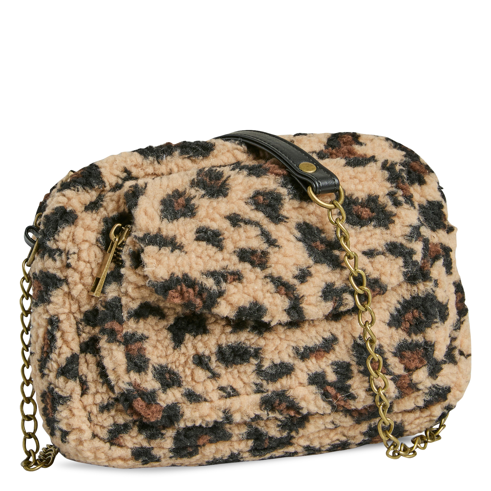 Schoudertas van bedrukte bont PIECES Beige