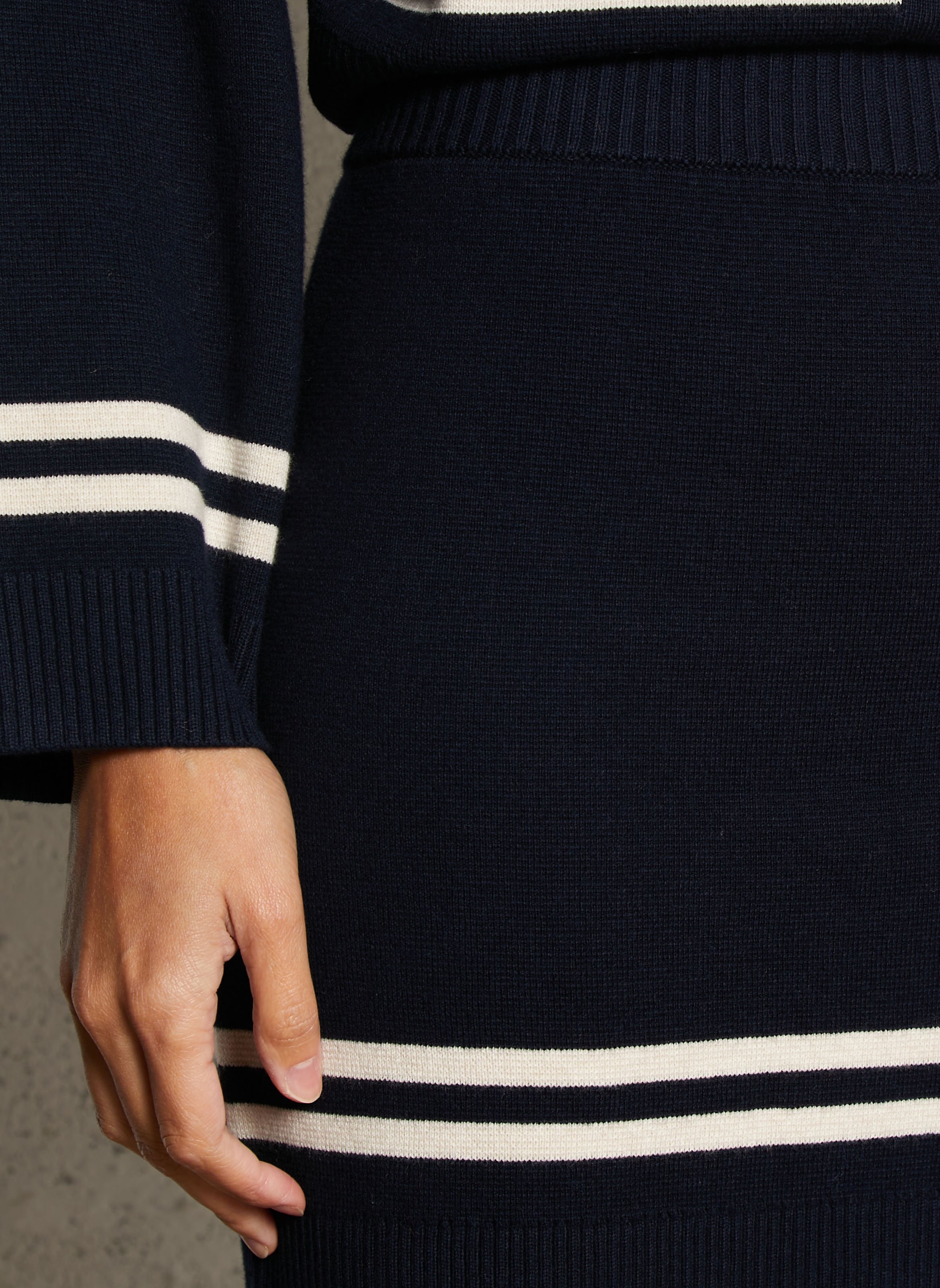 Straight knit skirt in cotton and wool THE TINY BIG SISTER Blue