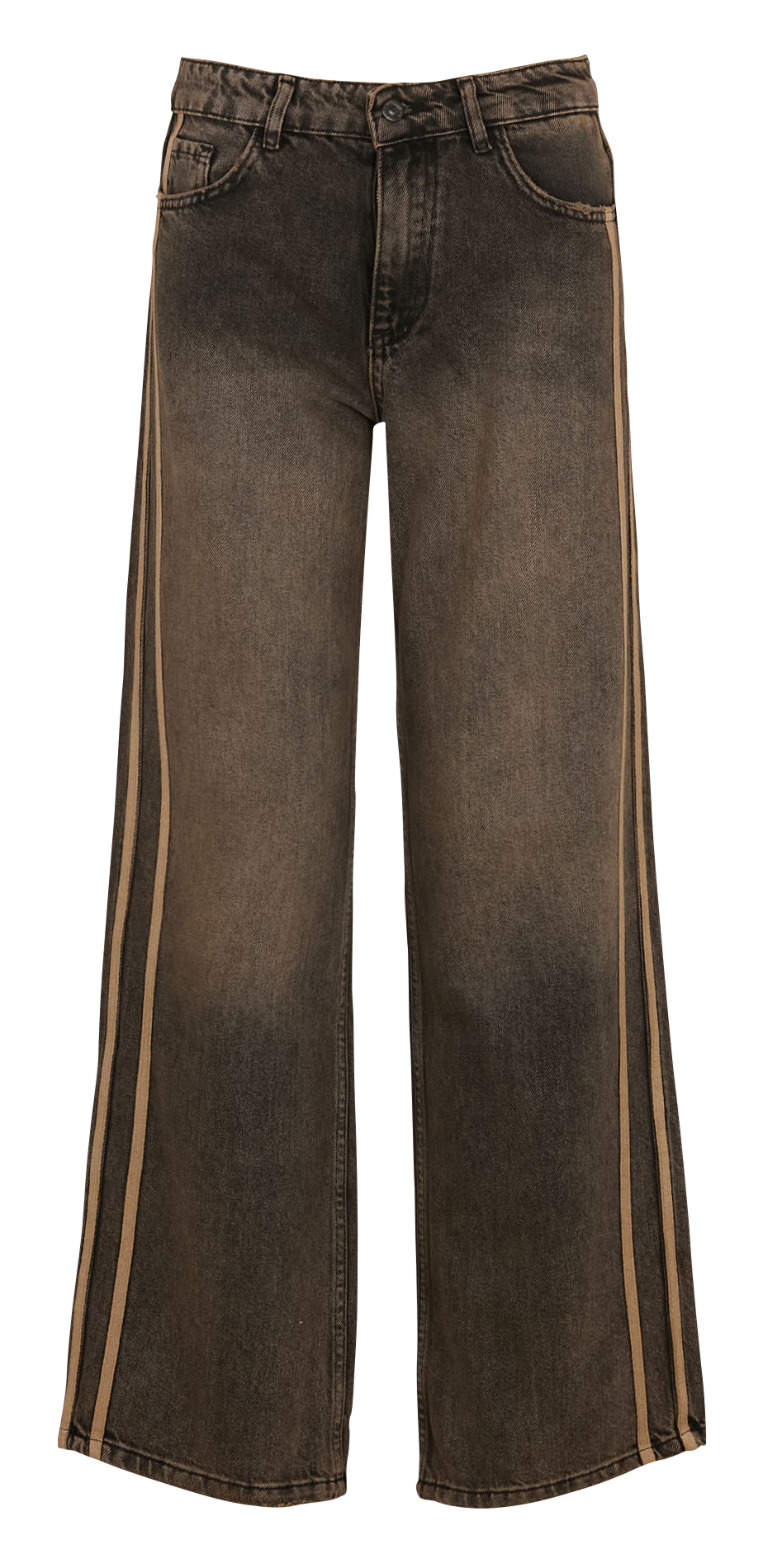 Jean large délavé à bandes  PLEASE Noir