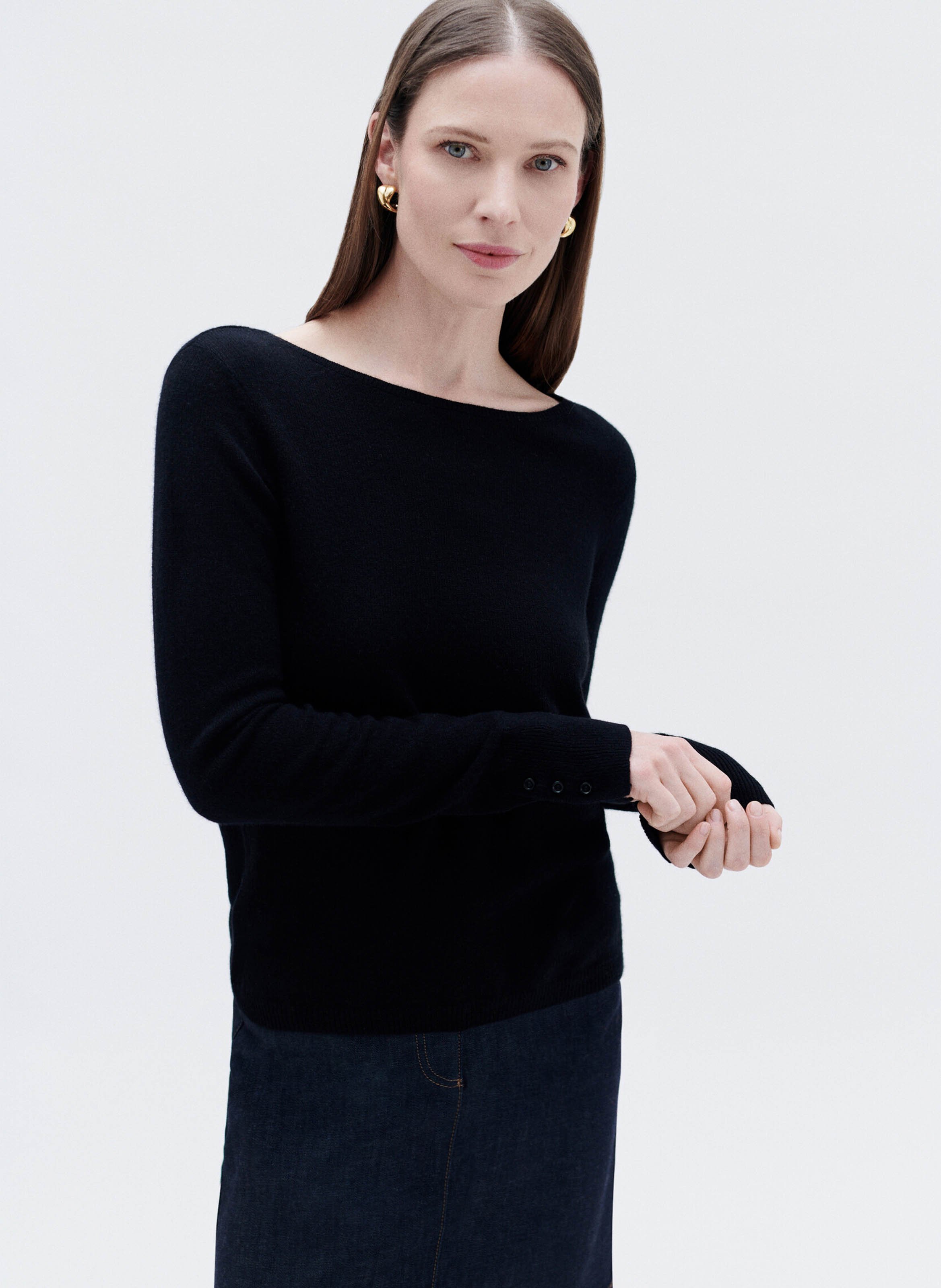 Straight boat-neck sweater CAROLL Black