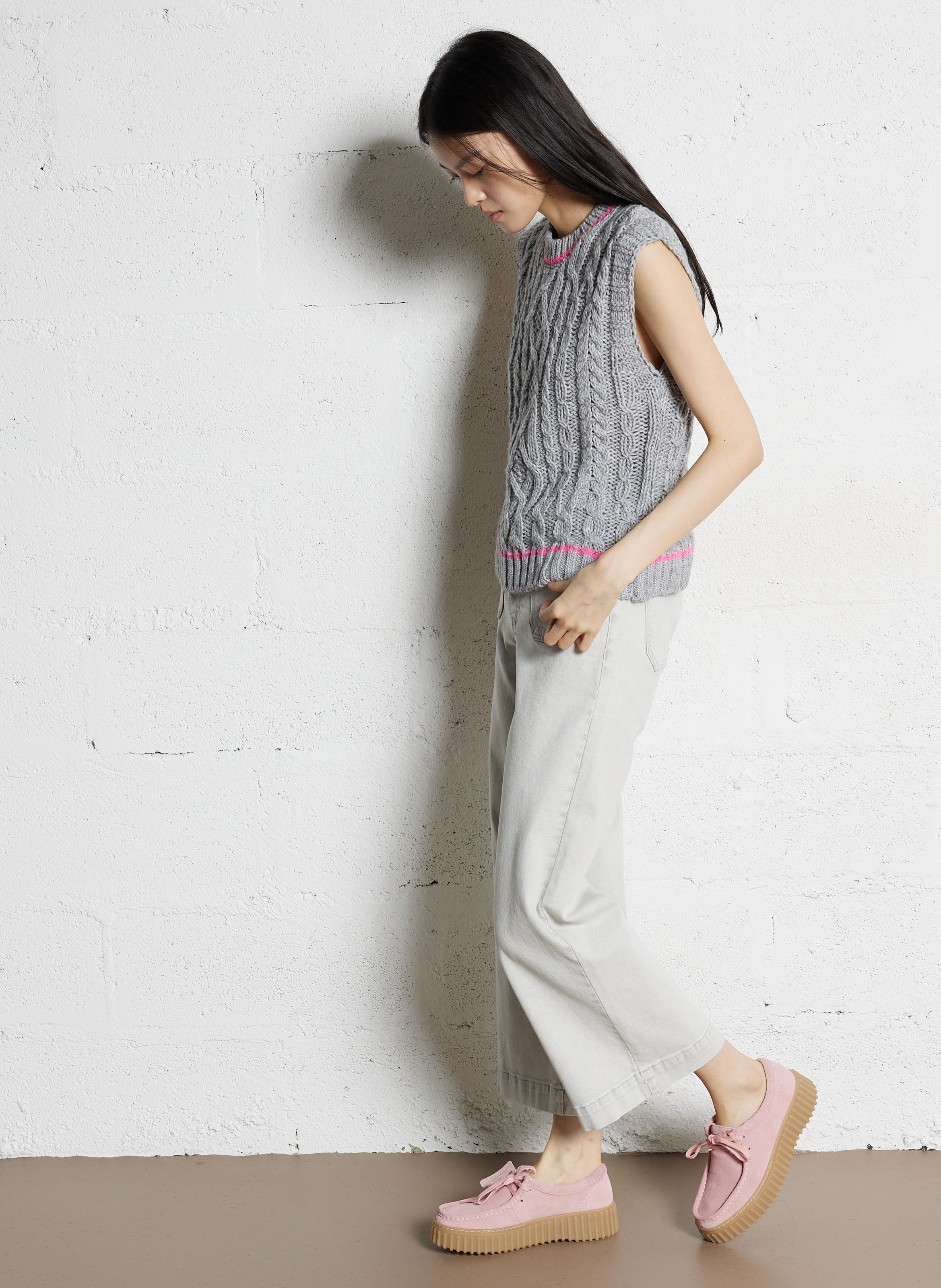 Jean cropped en coton mélangé MAISON 123 Gris