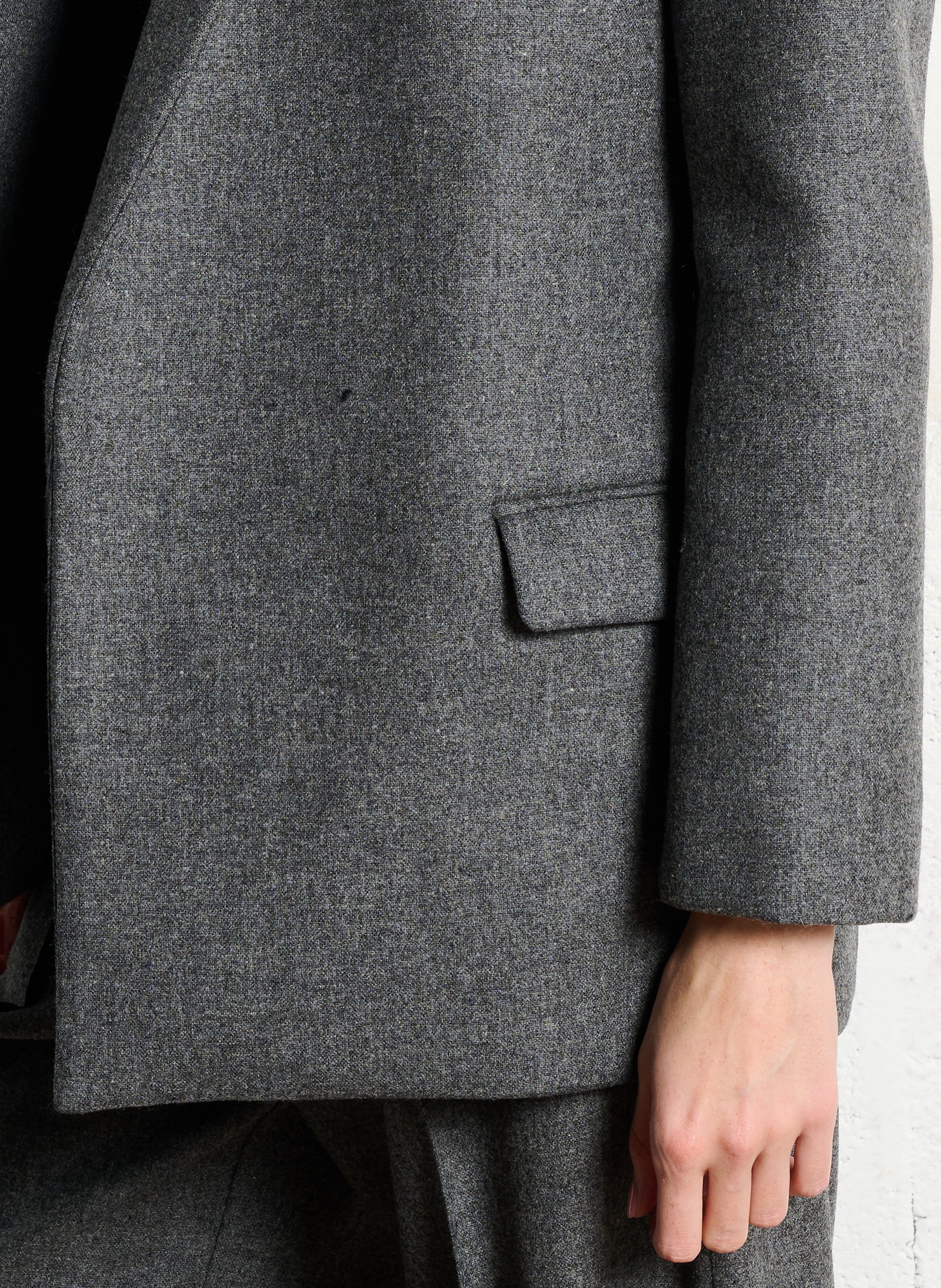 Manteau droit col tailleur en laine LAURENCE BRAS Gris