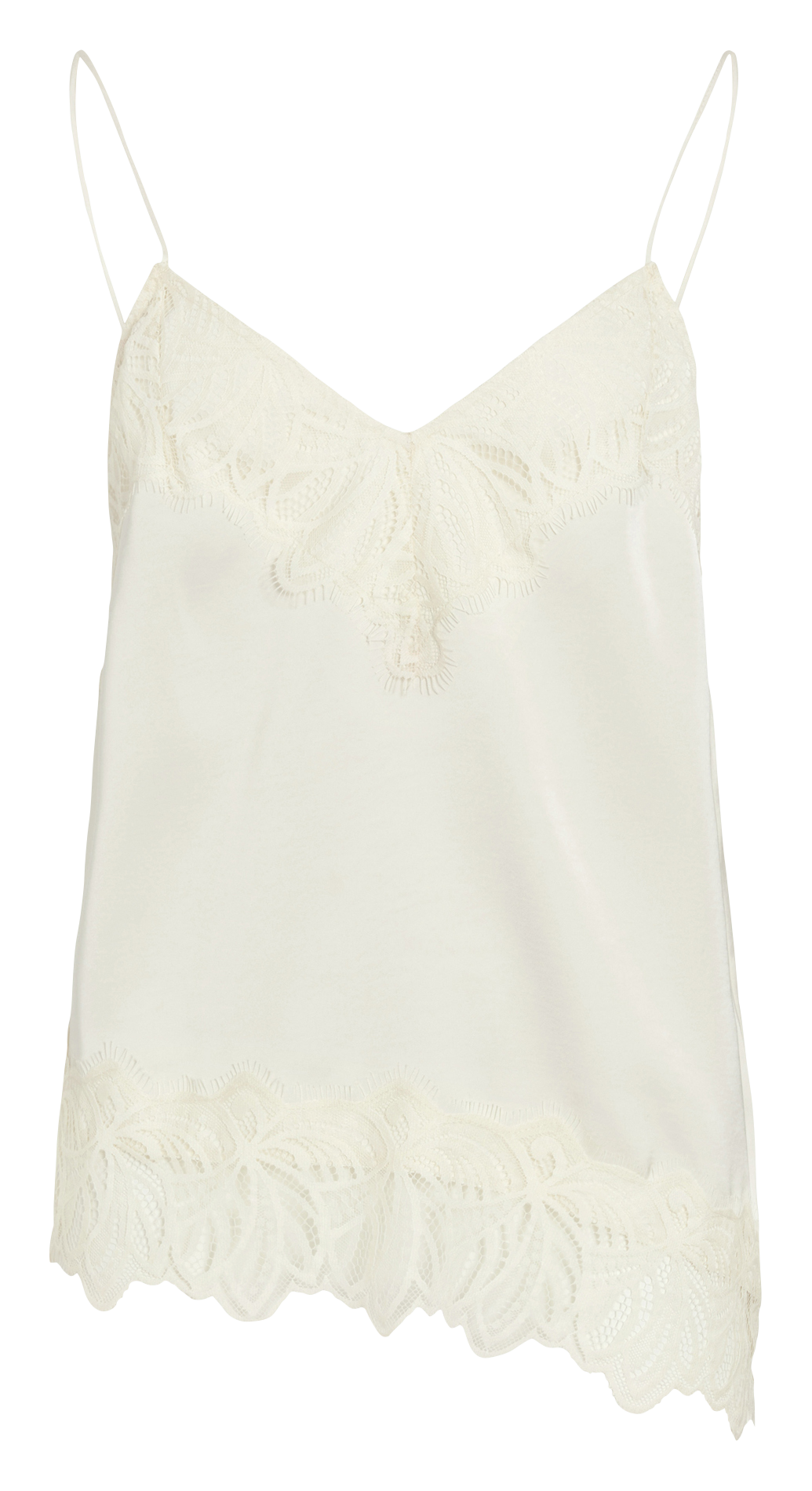 Top met effen kanten bandjes VILA Beige