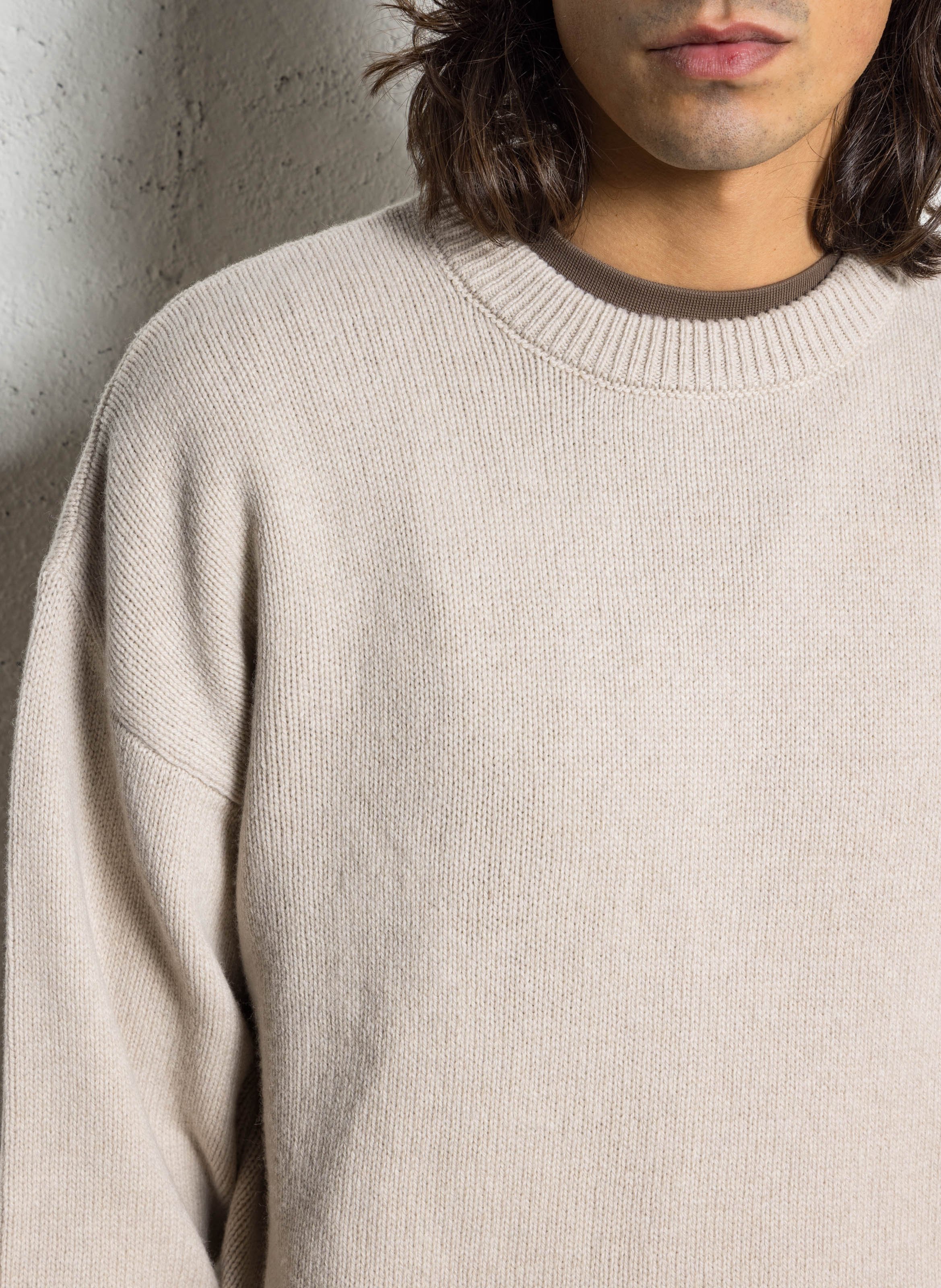 Oversize Rundhalsausschnitt-Pullover aus recycelter Wolle COLORFUL STANDARD Weiss