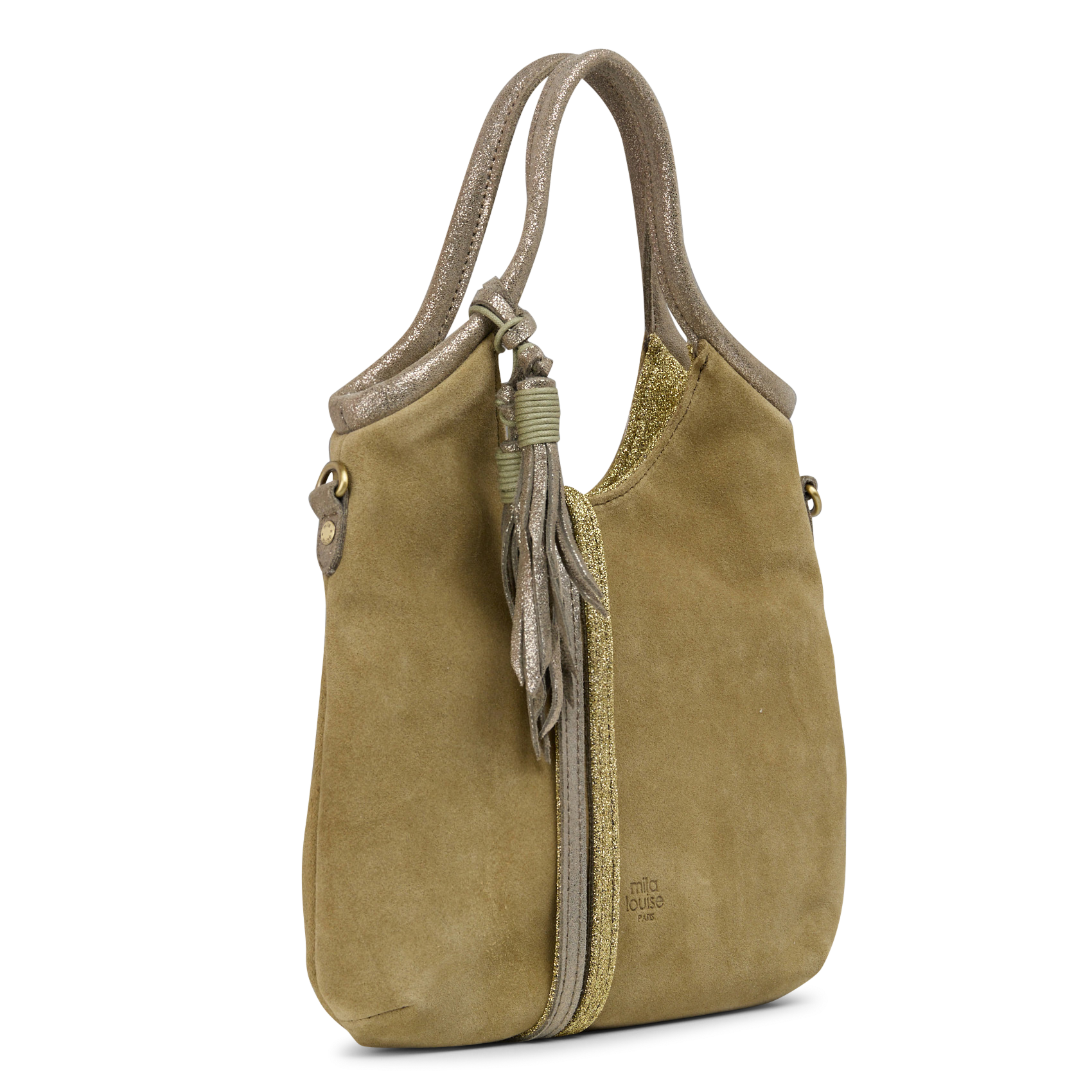 Sac à main en cuir velours  MILA LOUISE Vert