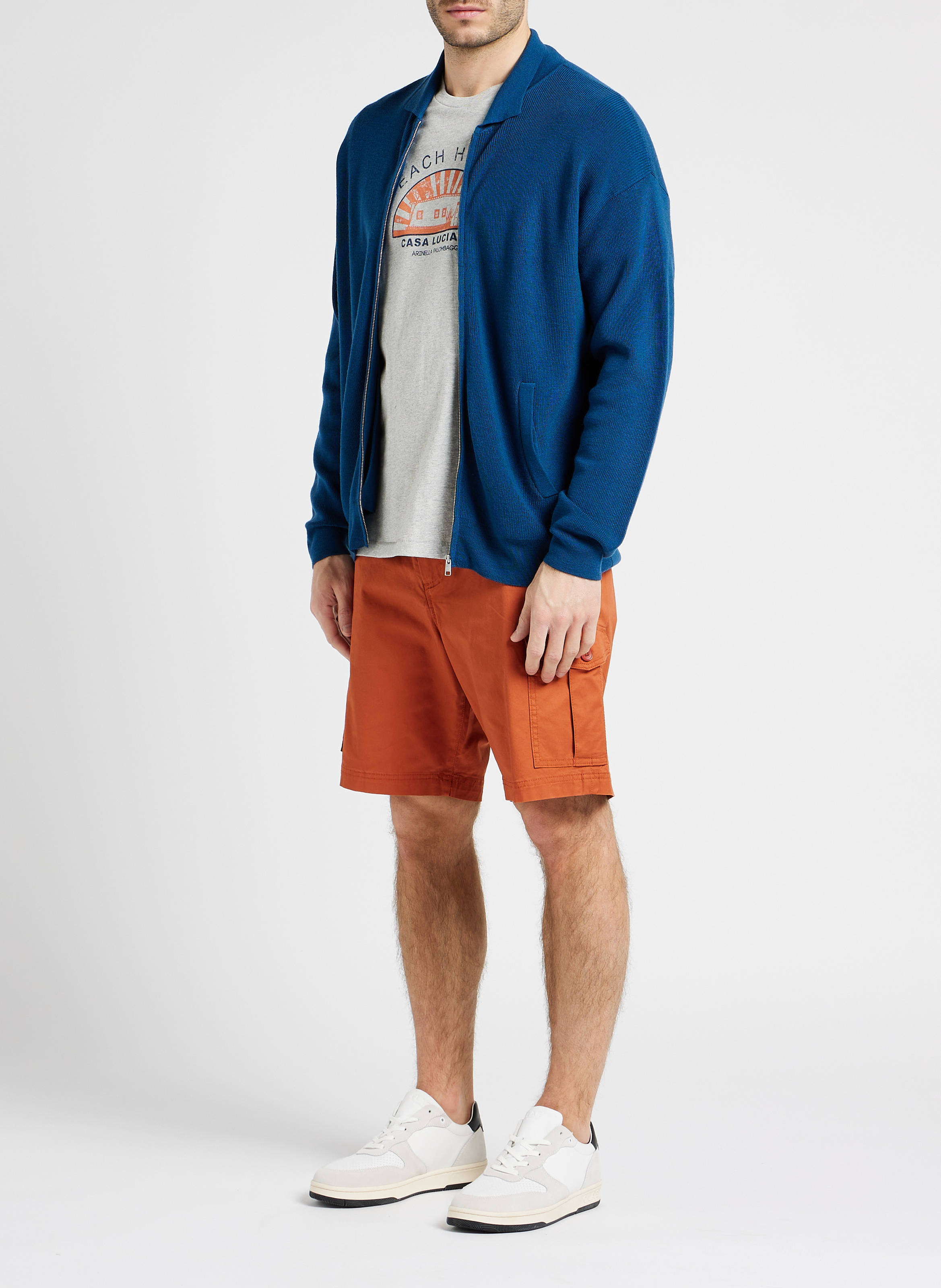 Bermuda droit en coton bio mélangé  SELECTED Orange