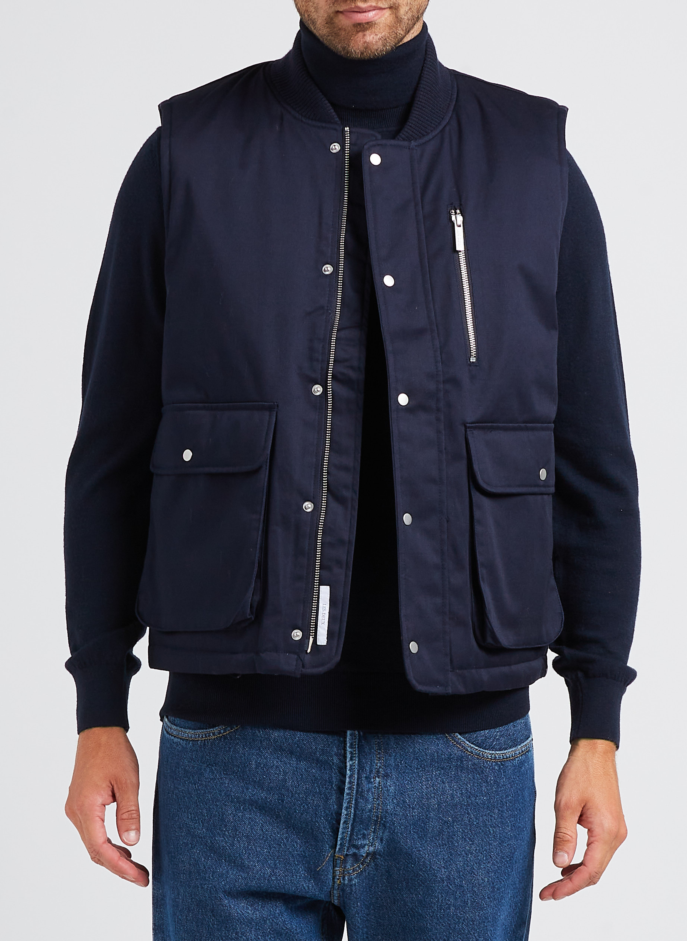 Sleeveless cotton-blend jacket LES DEUX Blue