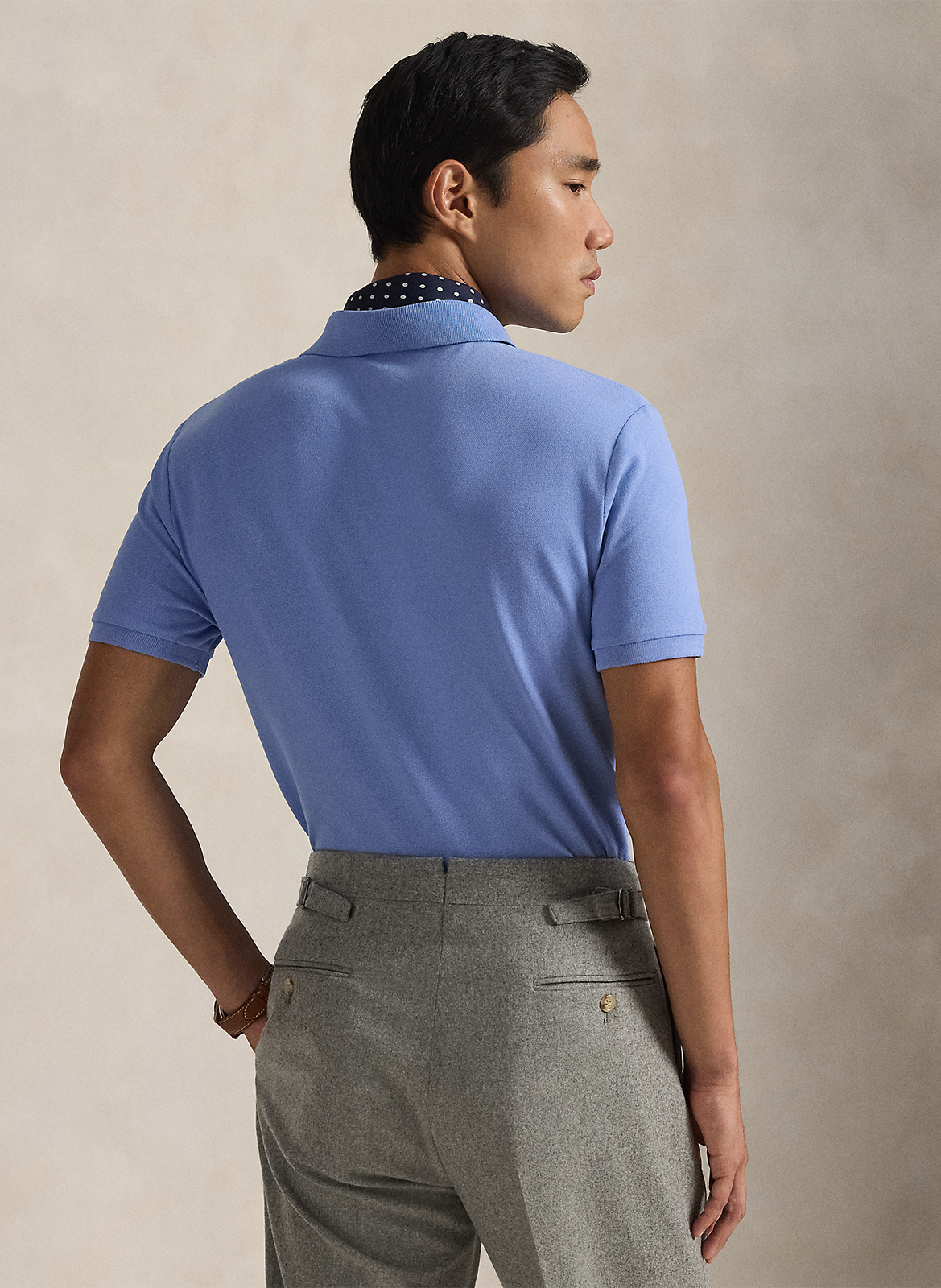 Slim-fit cotton-blend polo shirt POLO RALPH LAUREN Blue