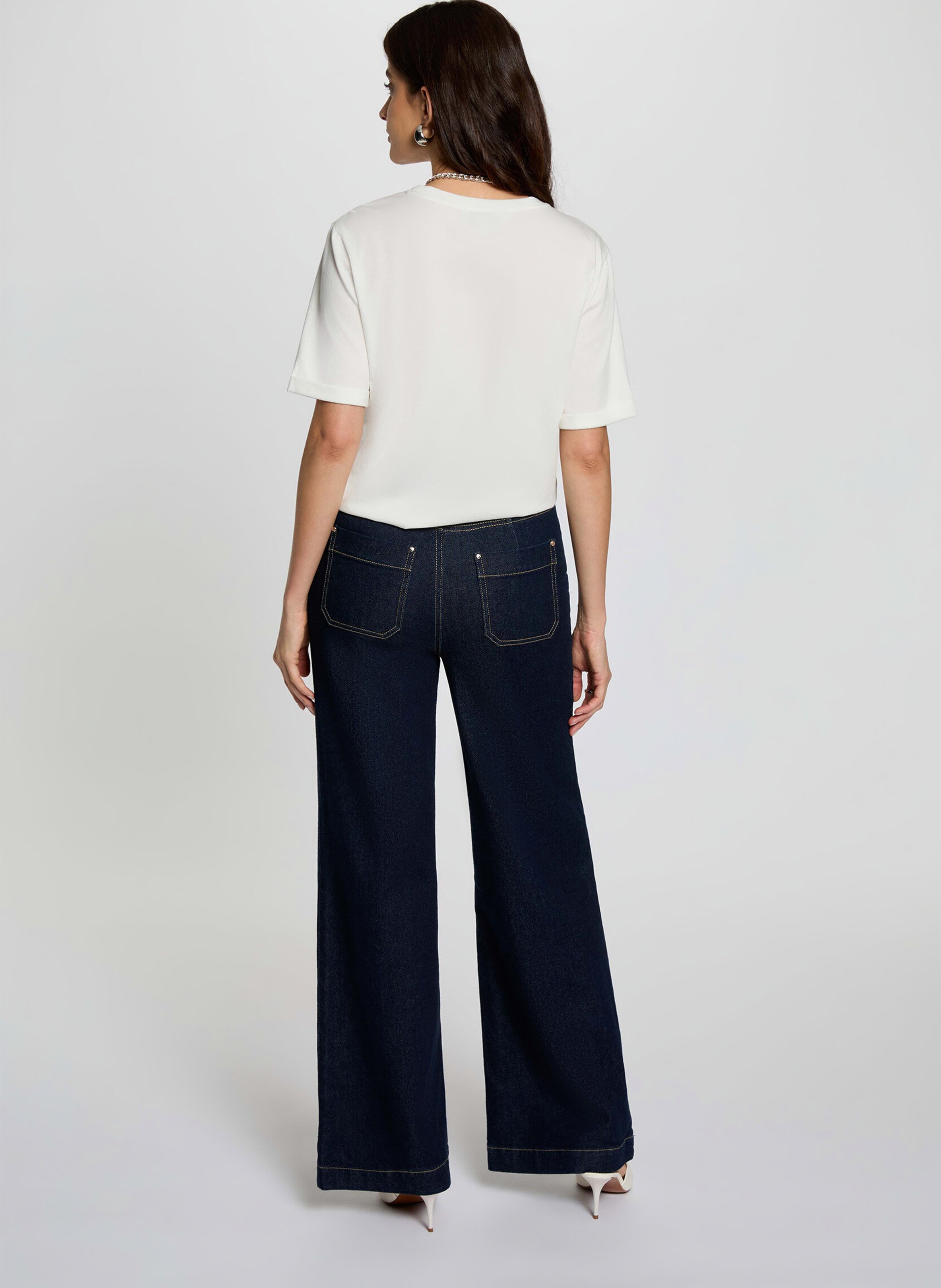 T-shirt met korte mouwen en hartborduursels MORGAN Wit