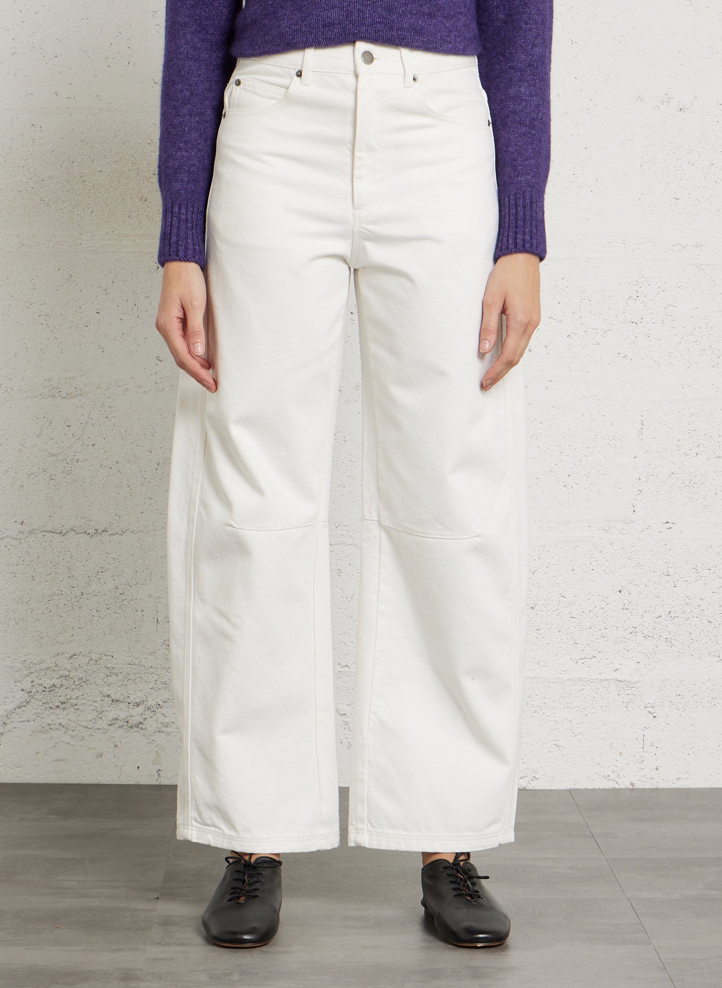 Jean ballon taille haute uni SOEUR Blanc