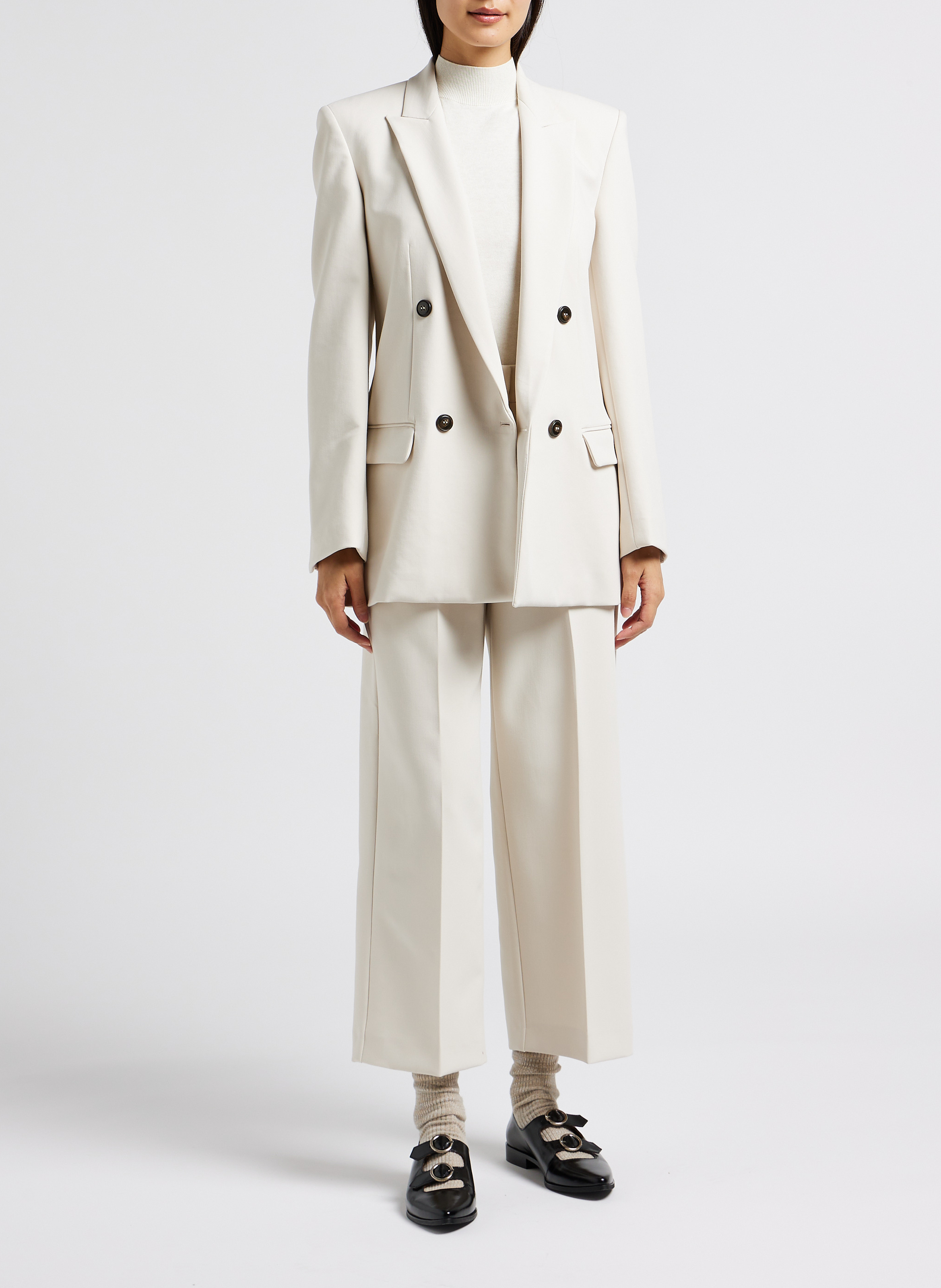 Pantalon droit à plis  MAX&Co. Blanc