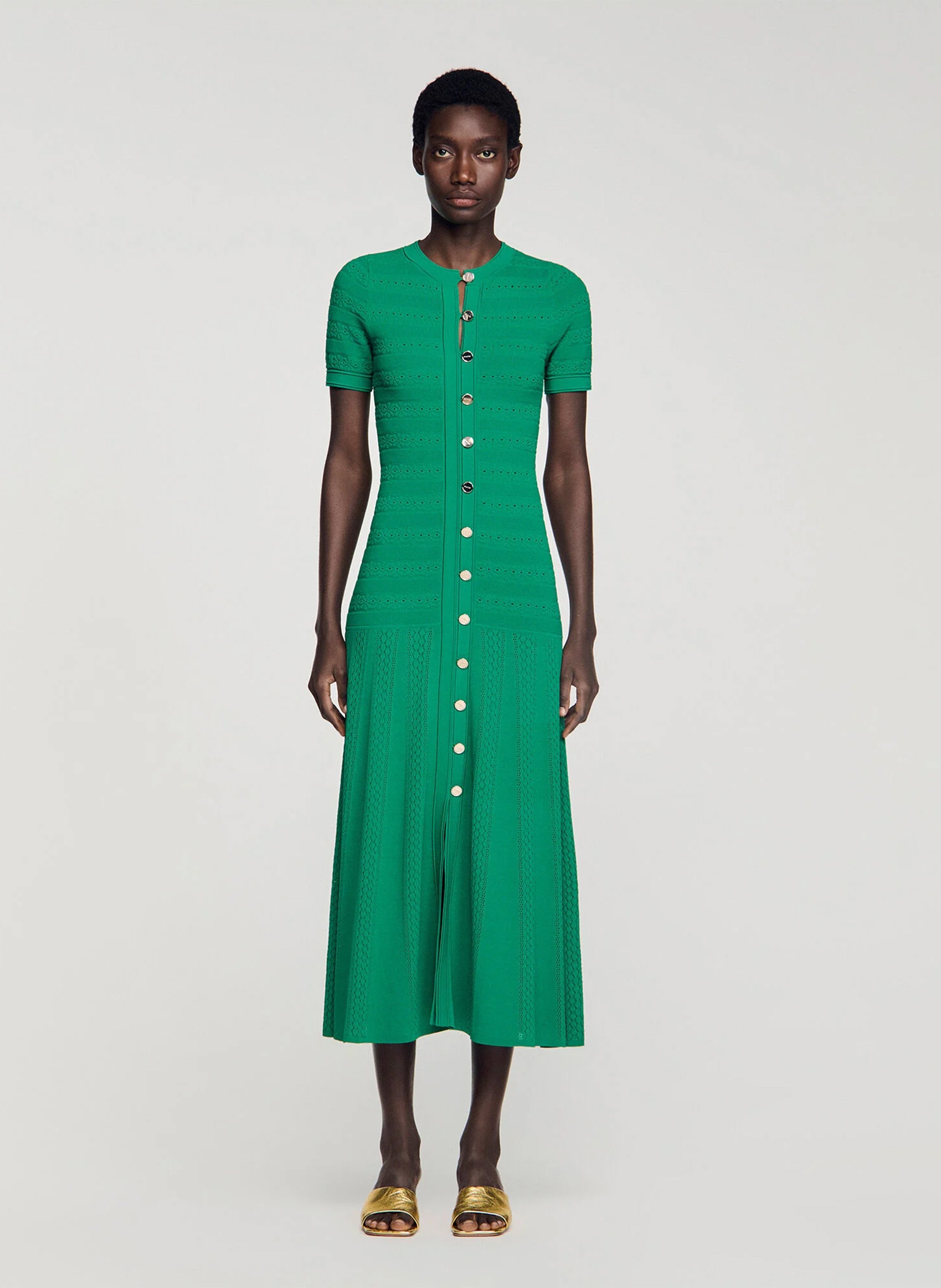 Lange jurk met ronde hals SANDRO Green