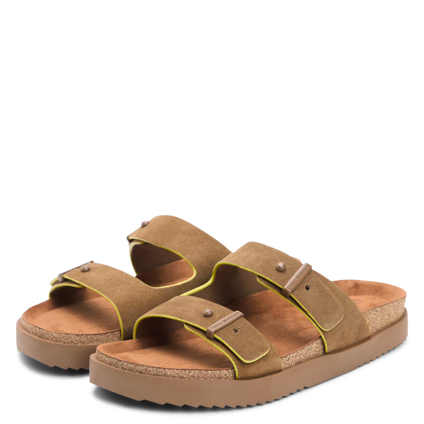 Sandali piatti con cinturini in pelle scamosciata TOMMY HILFIGER Marrone