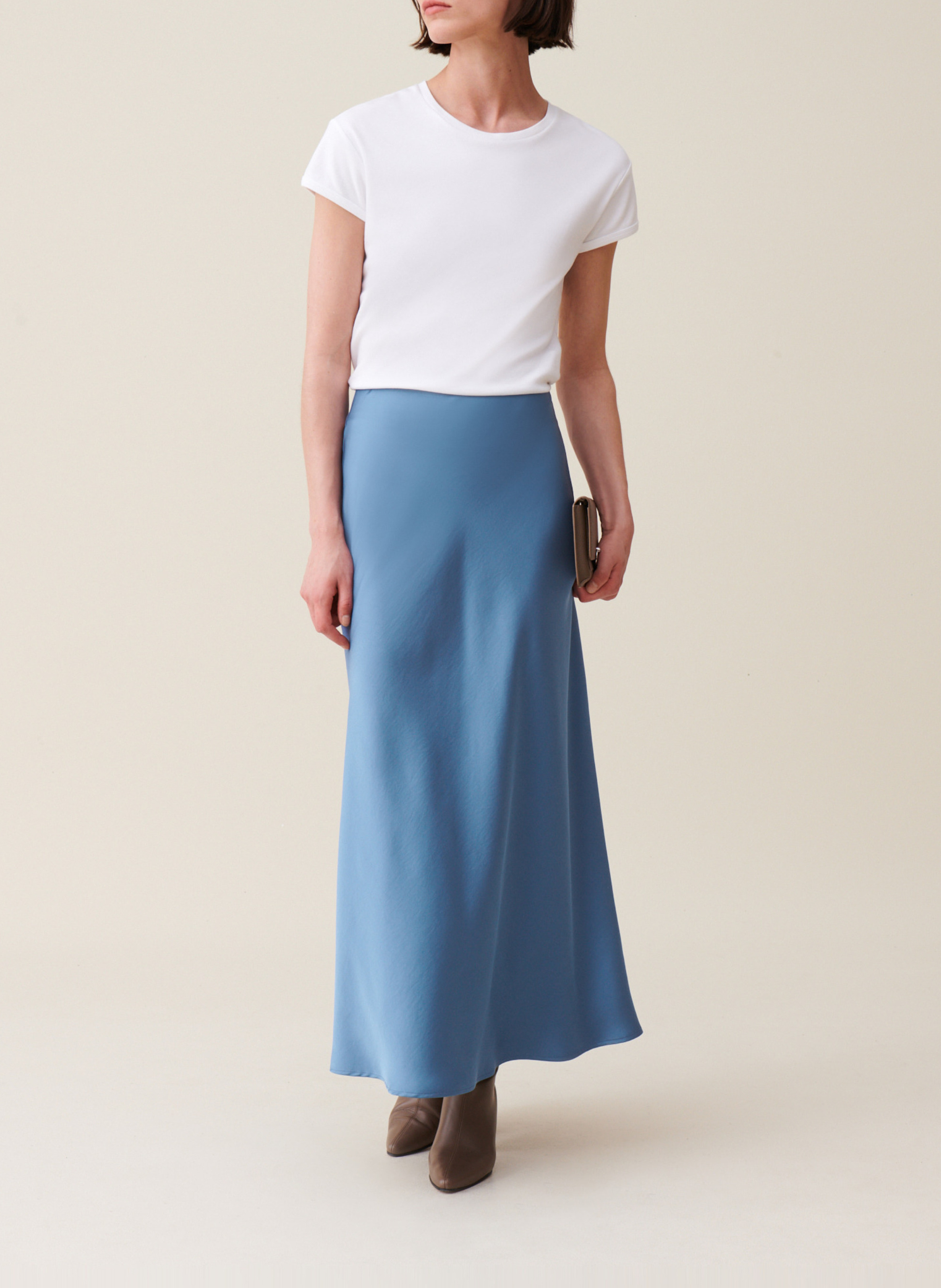 Jupe longue fluide satinée  CLAUDIE PIERLOT Bleu