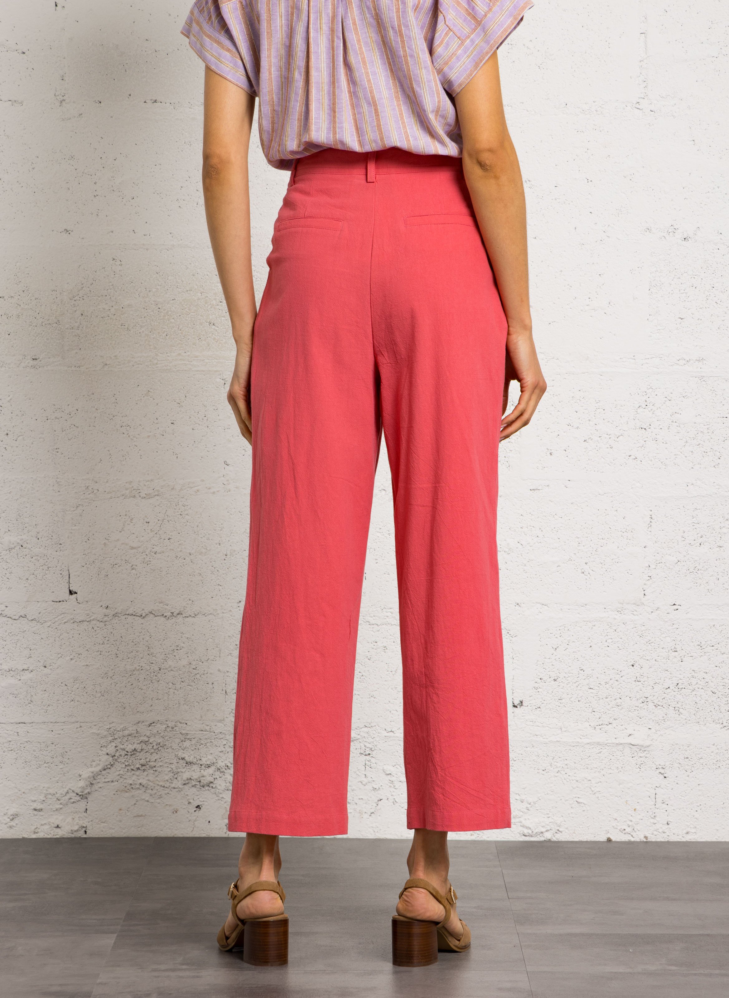 Pantalon large en coton THE KORNER Rose