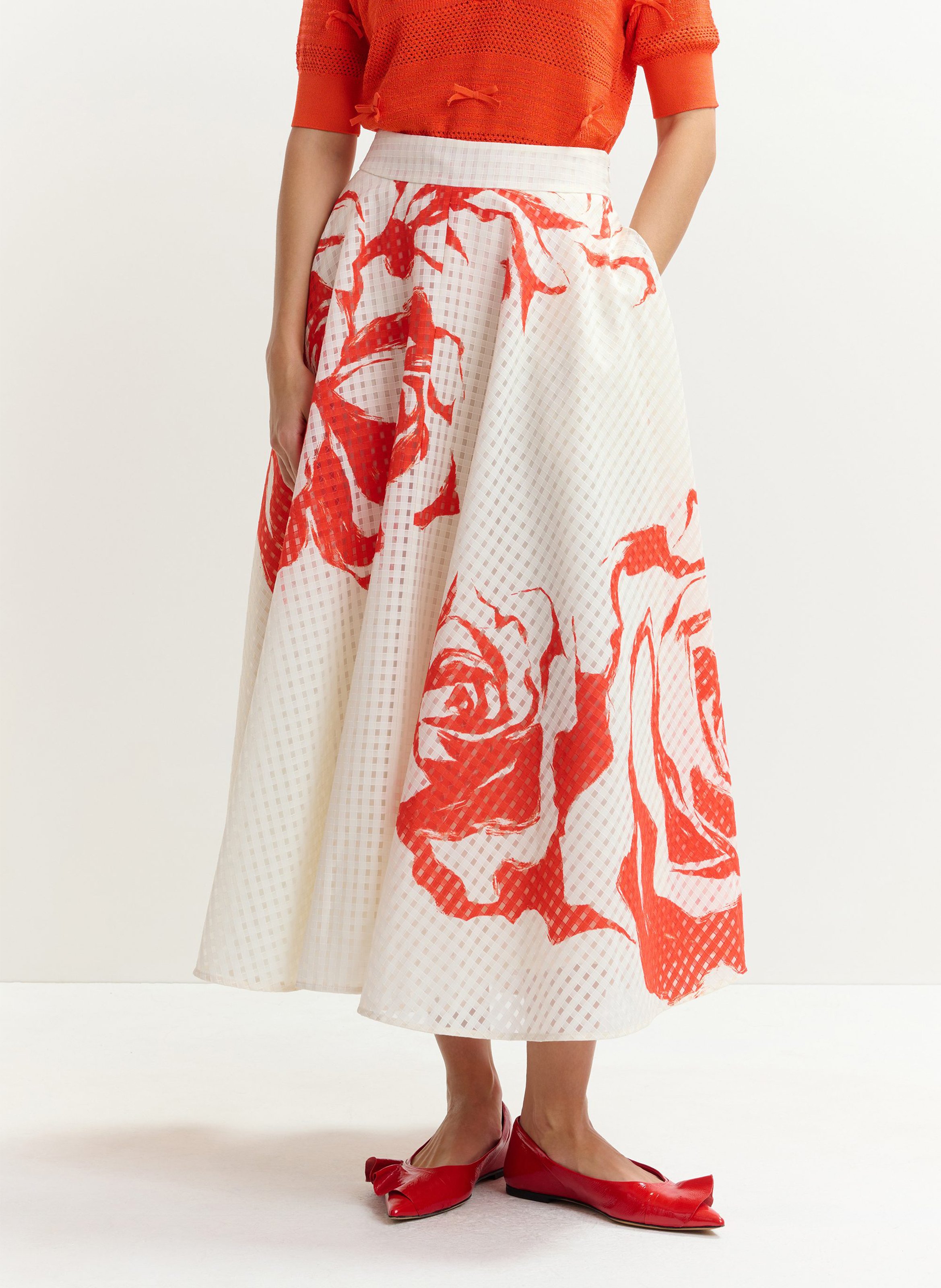 Long printed A-line skirt ESSENTIEL ANTWERP White