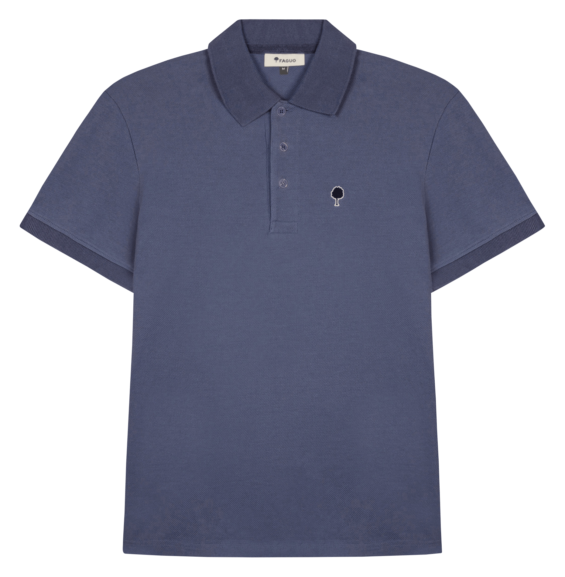 Polo mit geradem Schnitt aus bestickter Baumwolle FAGUO Blau