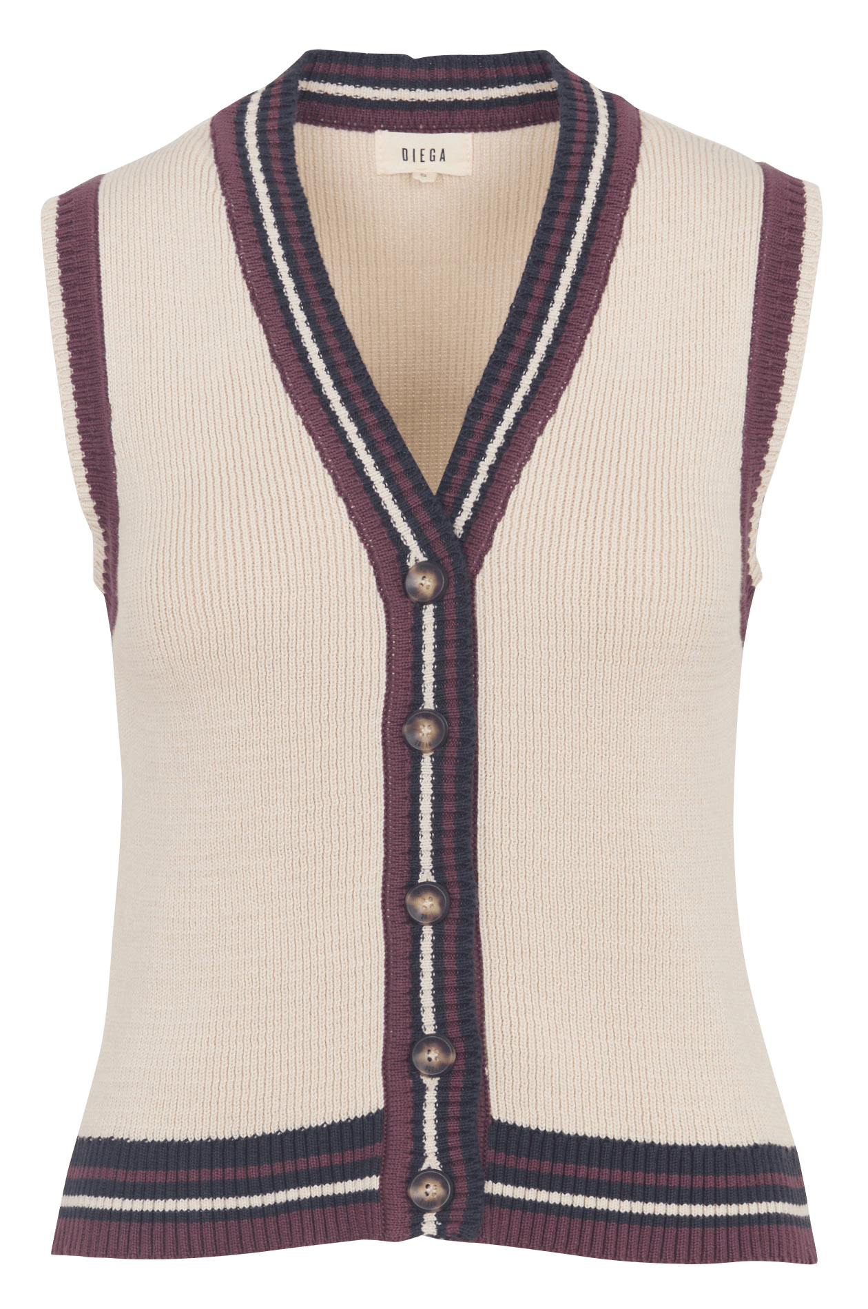 Sleeveless striped cotton V-neck cardigan DIEGA Multicolored