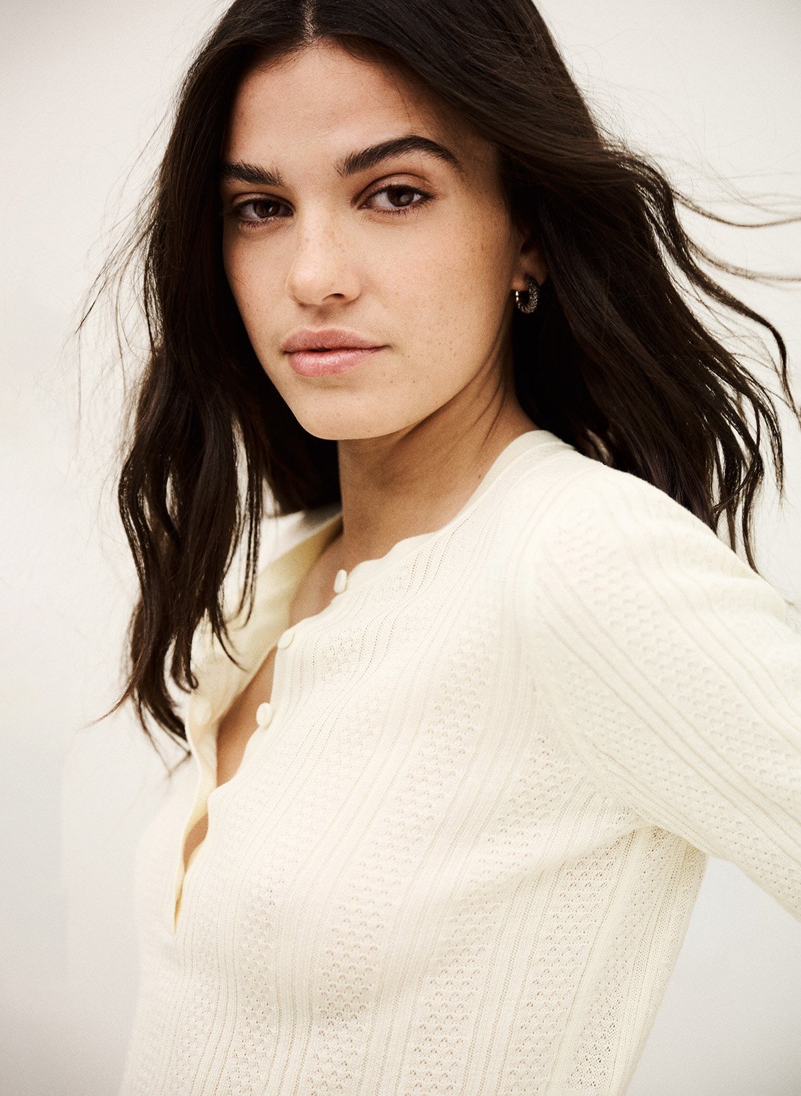 Trui met ronde hals in effen fantasiebreisel BA&SH Beige