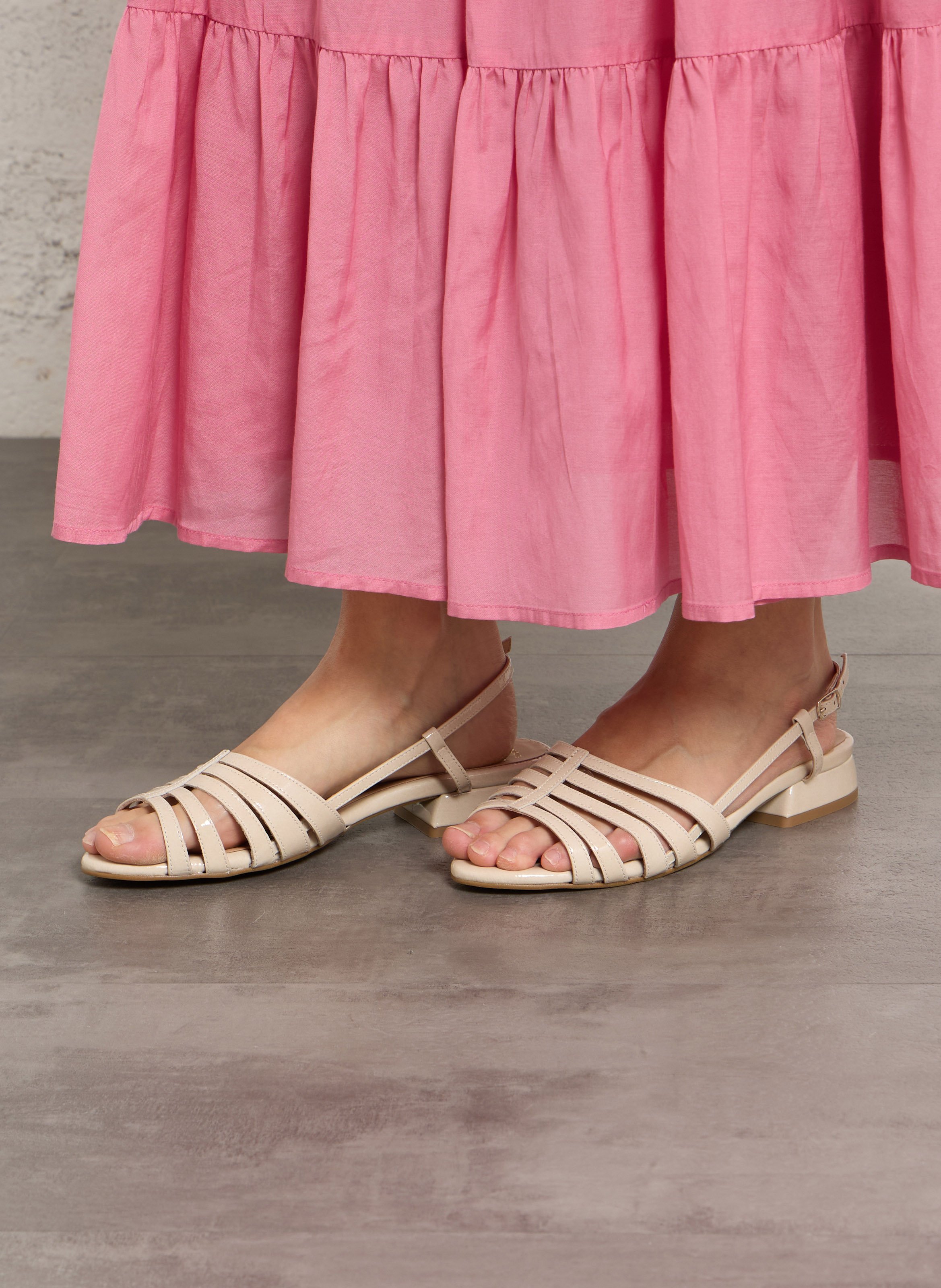 Aouda flat leather sandals BOCAGE White