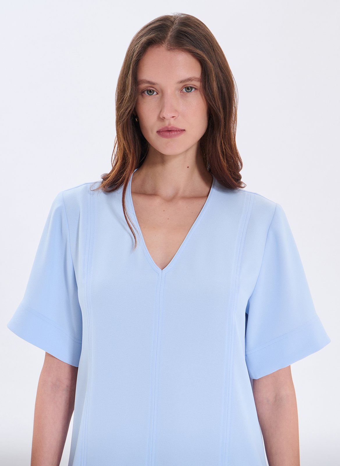 Robe courte col V ZAPA Bleu