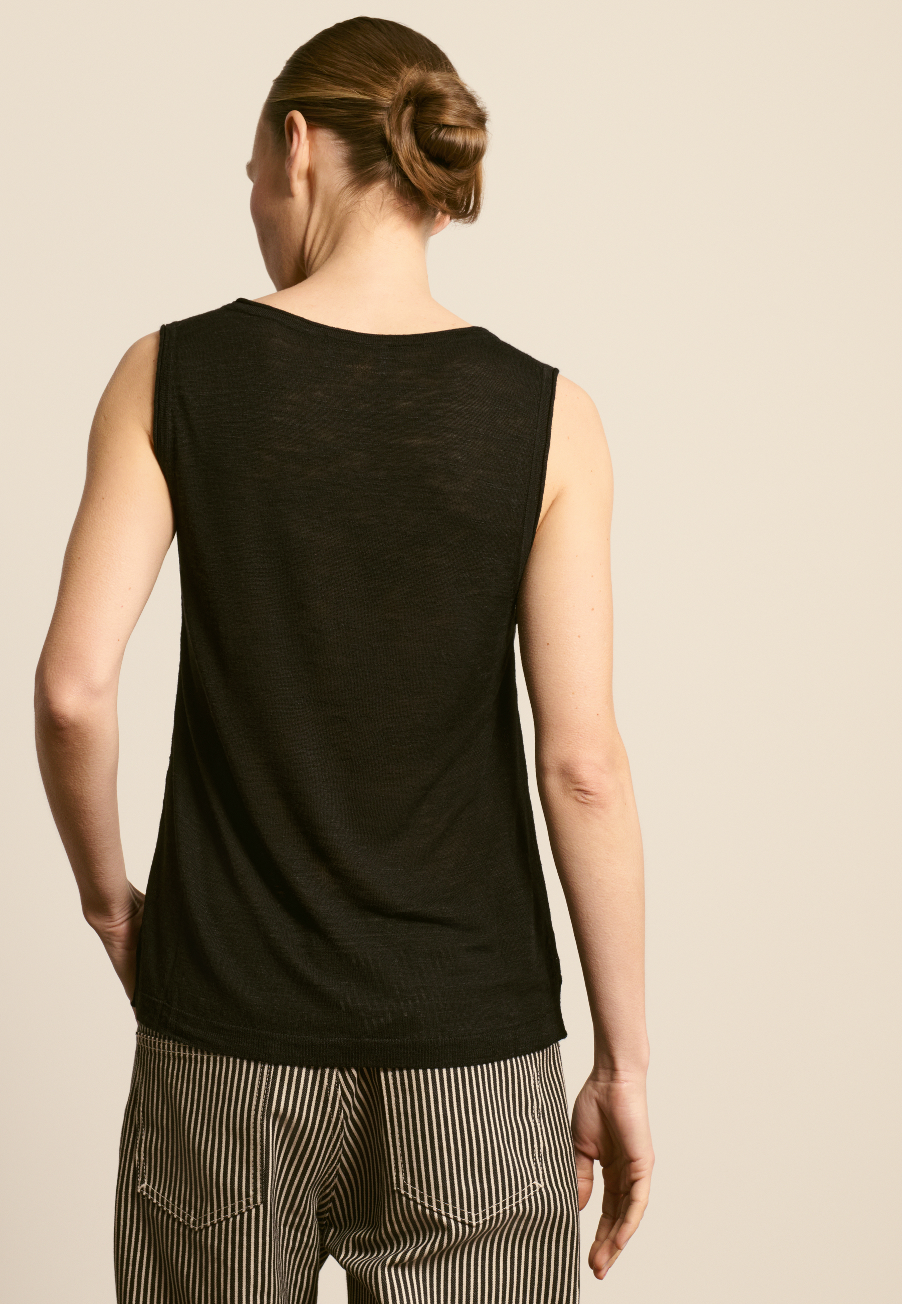 Débardeur en lin flammé MAISON MONTAGUT Noir