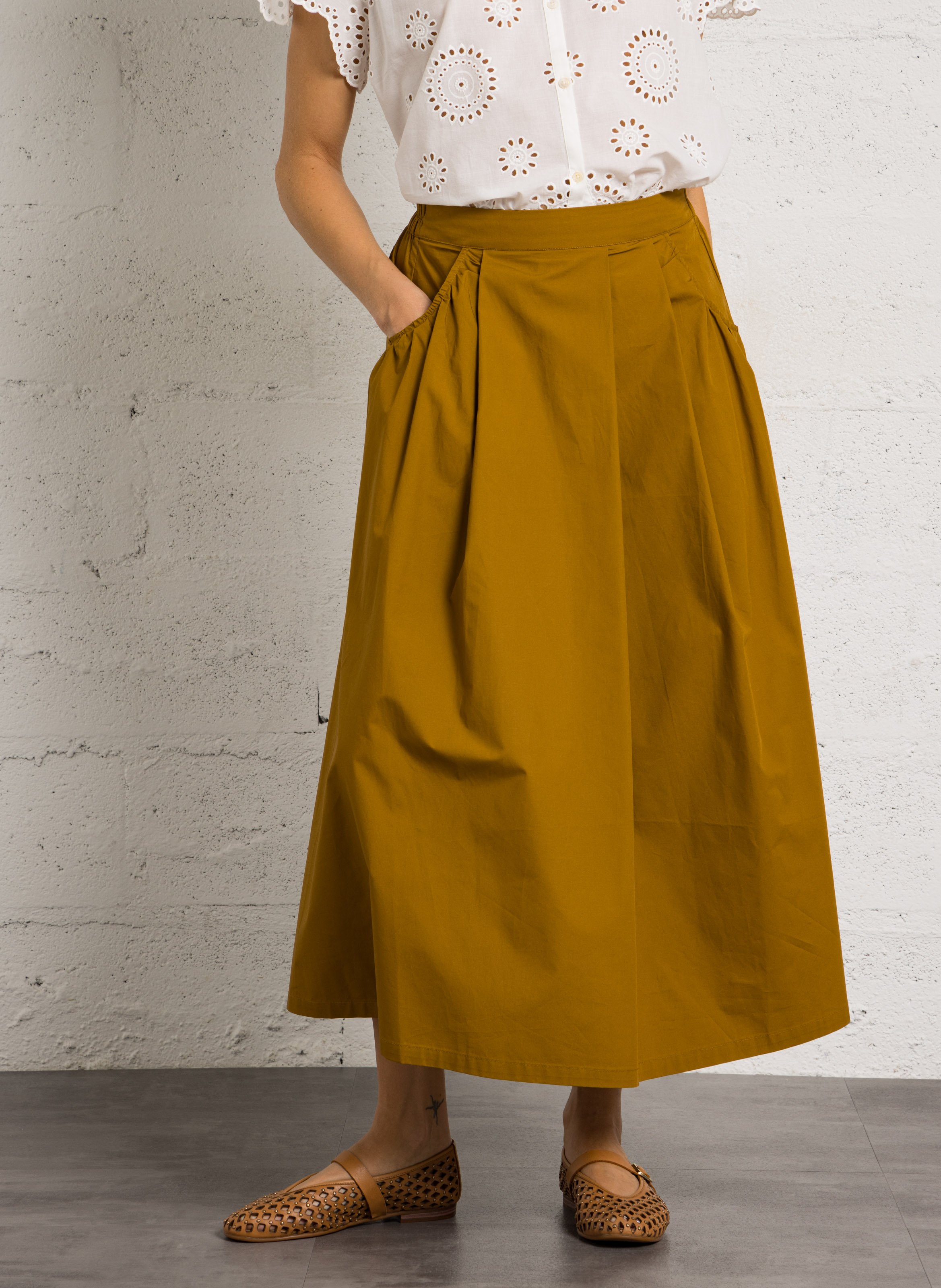 Jupe évasée en coton JC SOPHIE Marron